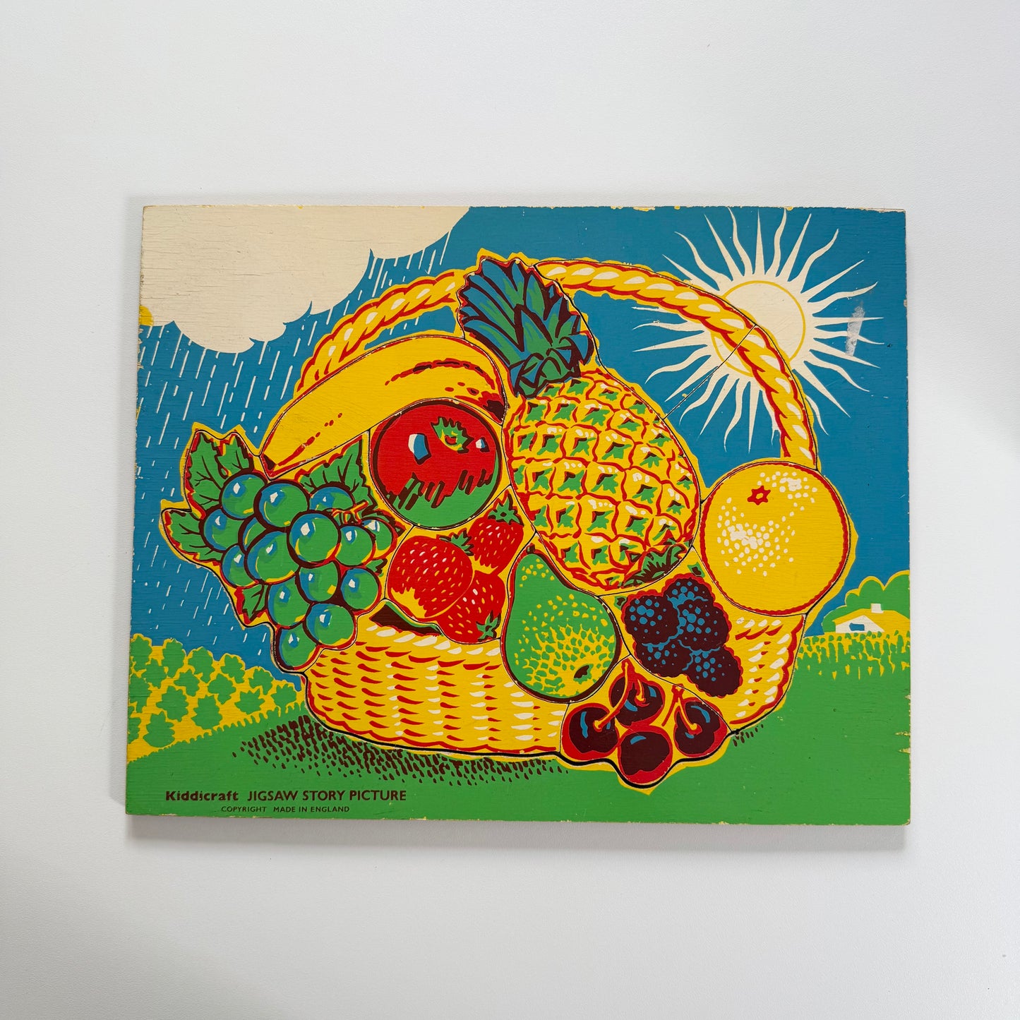 Vintage kiddicraft wooden fruit puzzle