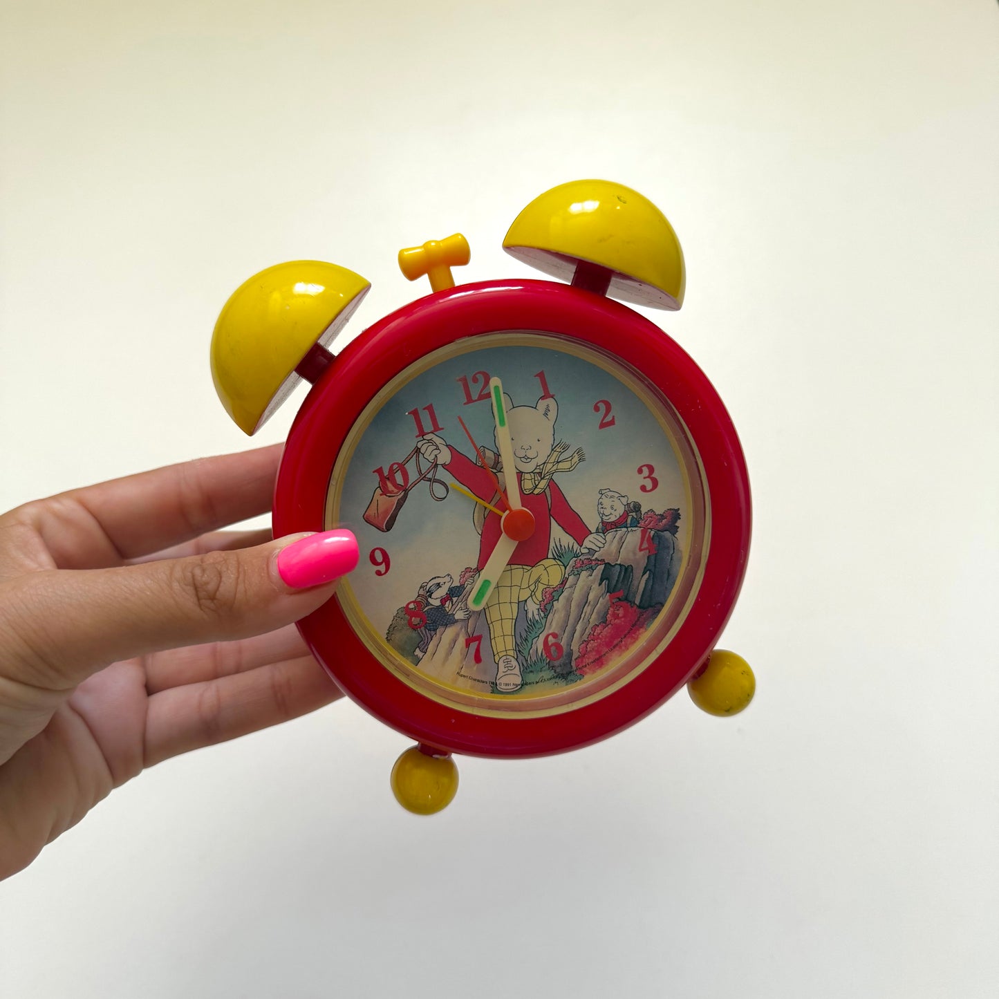 Vintage 1991 Rupert the bear alarm clock. Has a few marks