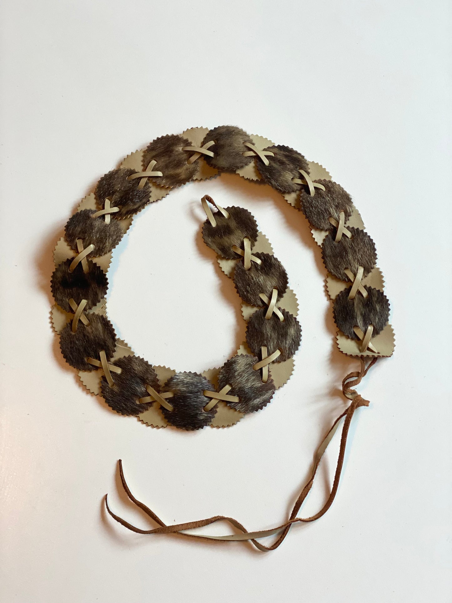 A stunning bohemian real leather & fur statement waist belt
Adjustable