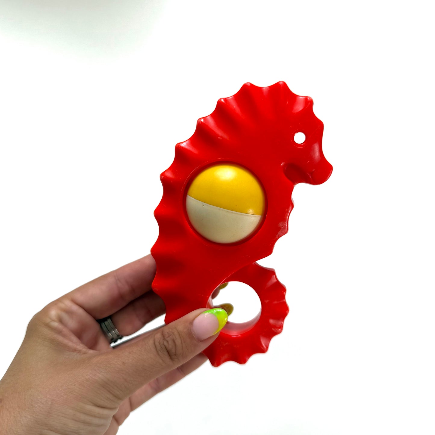 Vintage fisherprice 1977 seahorse rattle. Has signs of wear
