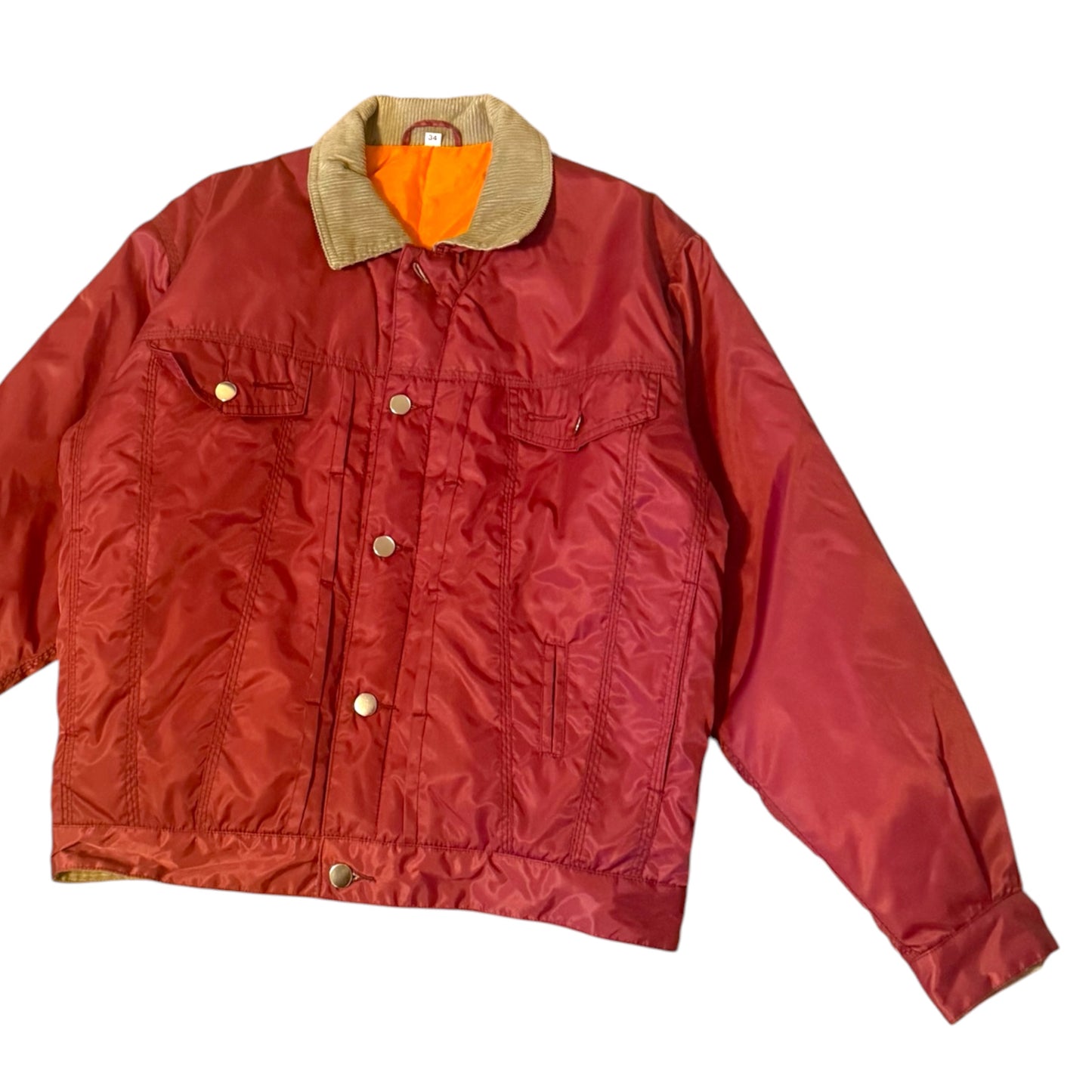 Vintage y2k Burgandy quilted trucker bomber jacket. Size S