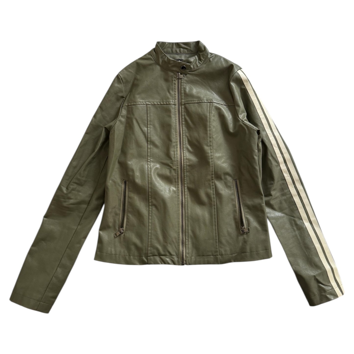 Motel faux leather khaki green jacket size S