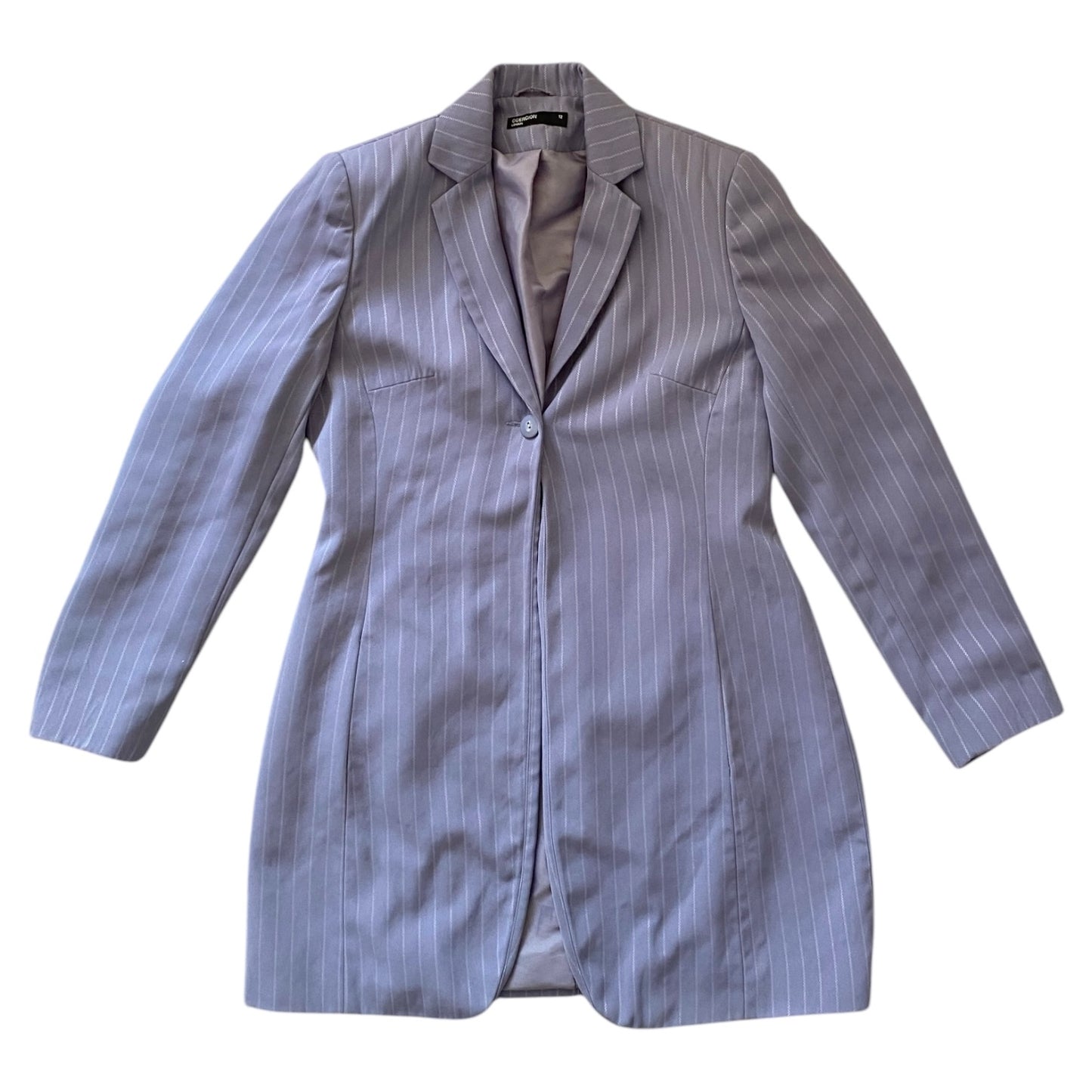 Vintage Y2K dark grey pin stripe long lined blazer jacket. Size 10-12