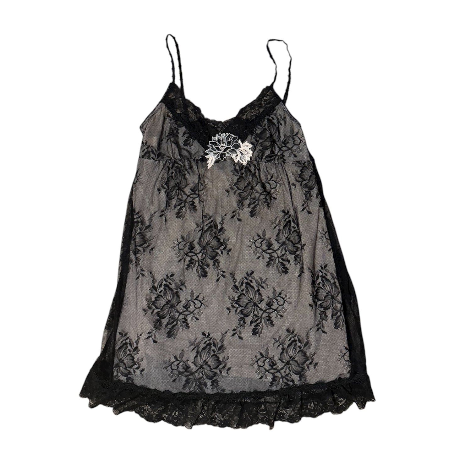Vintage Y2K black & white lace cami dress. Size 8.