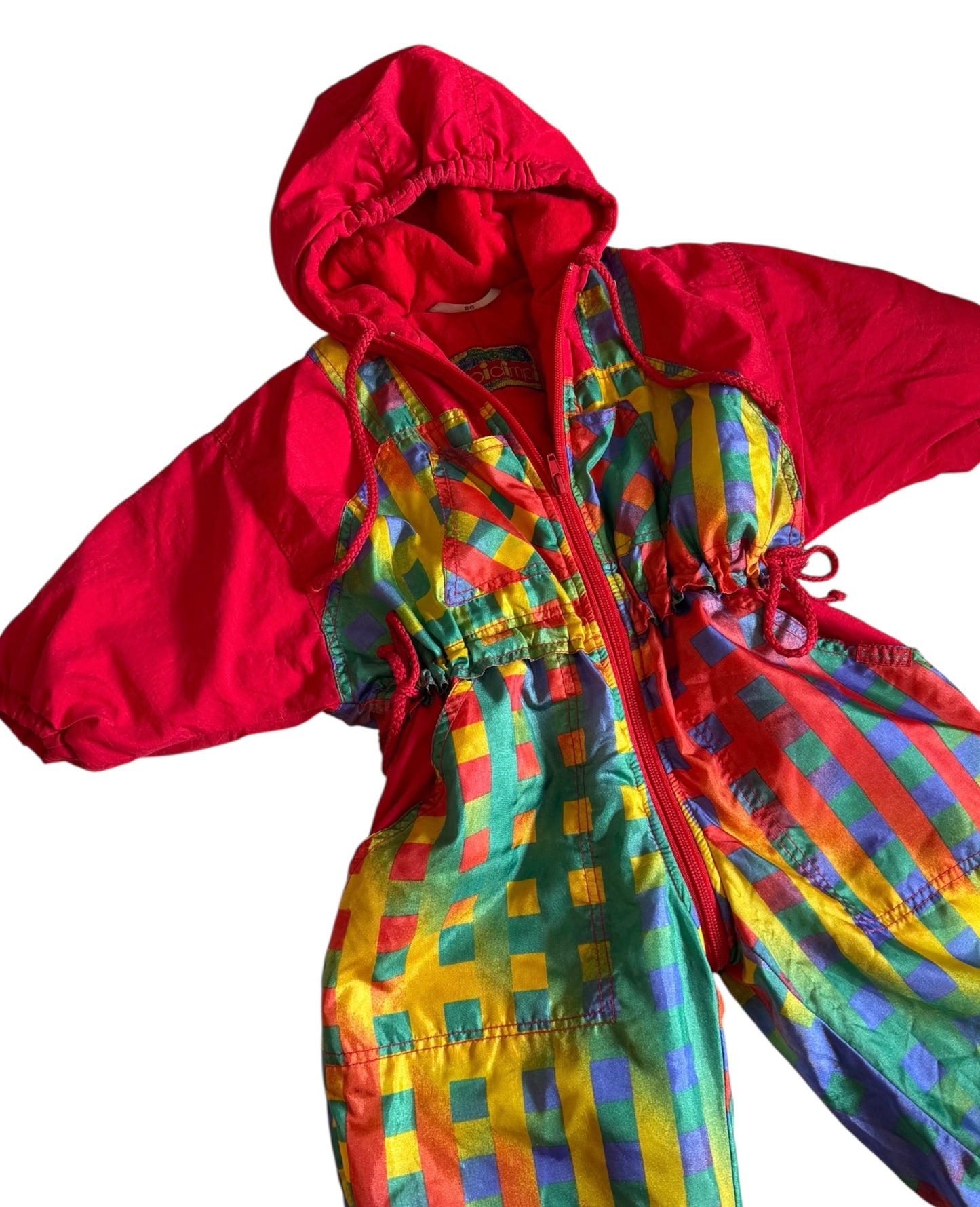 Vintage impidimpi colour block snowsuit. Has been sewn at the side. Size 2-3 years approx