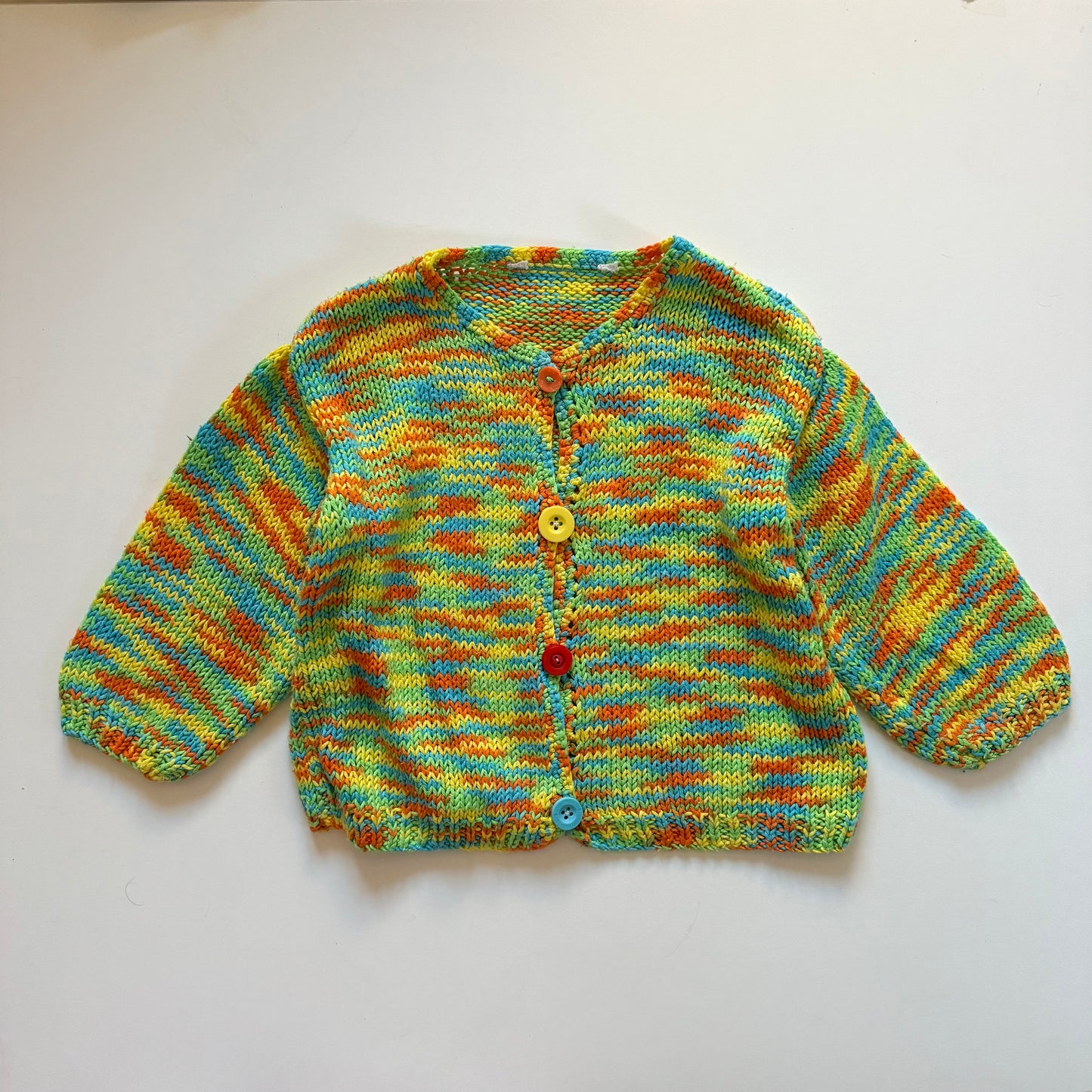 Knitted multicoloured cardigan. Size approx 2 years
