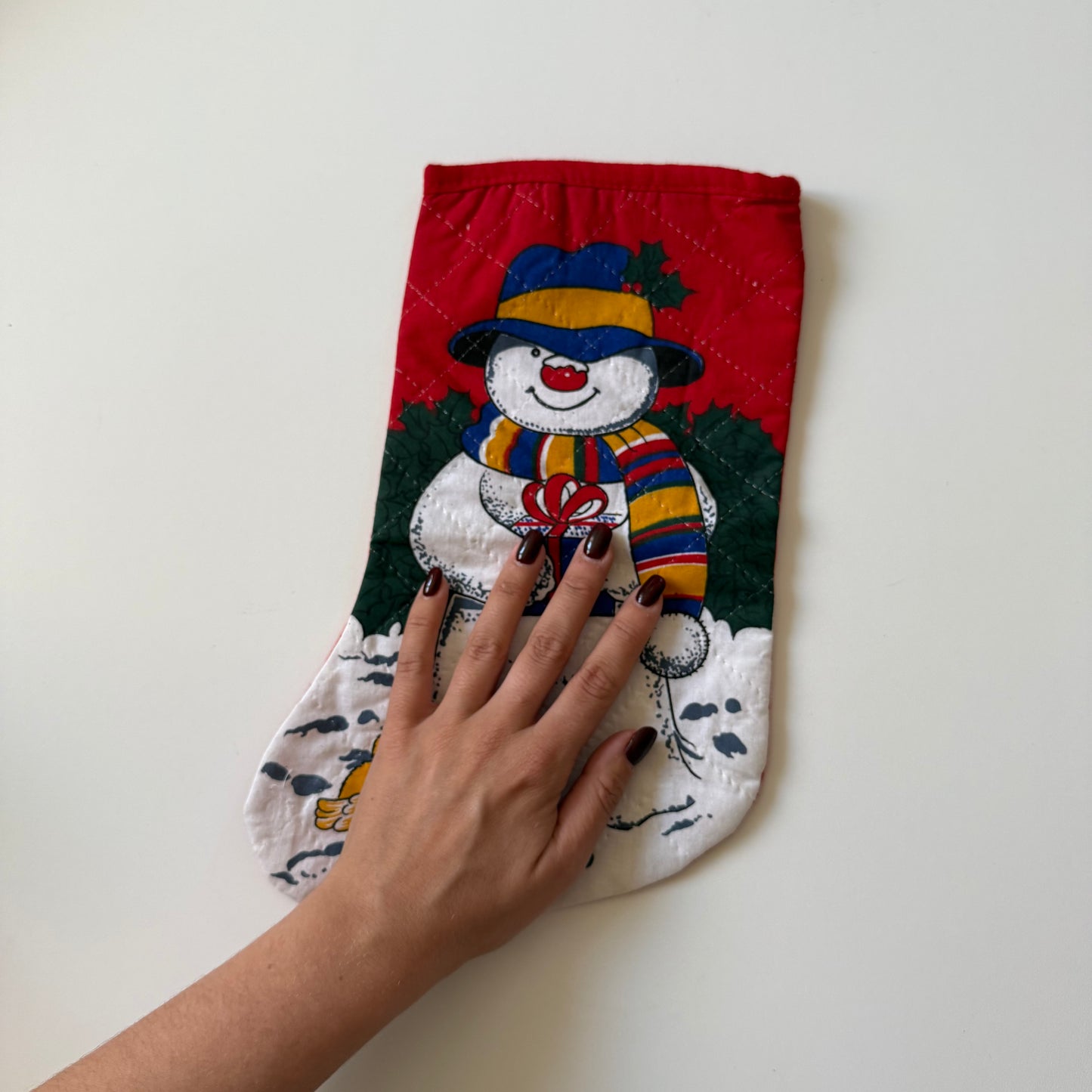 Vintage snowman small stocking