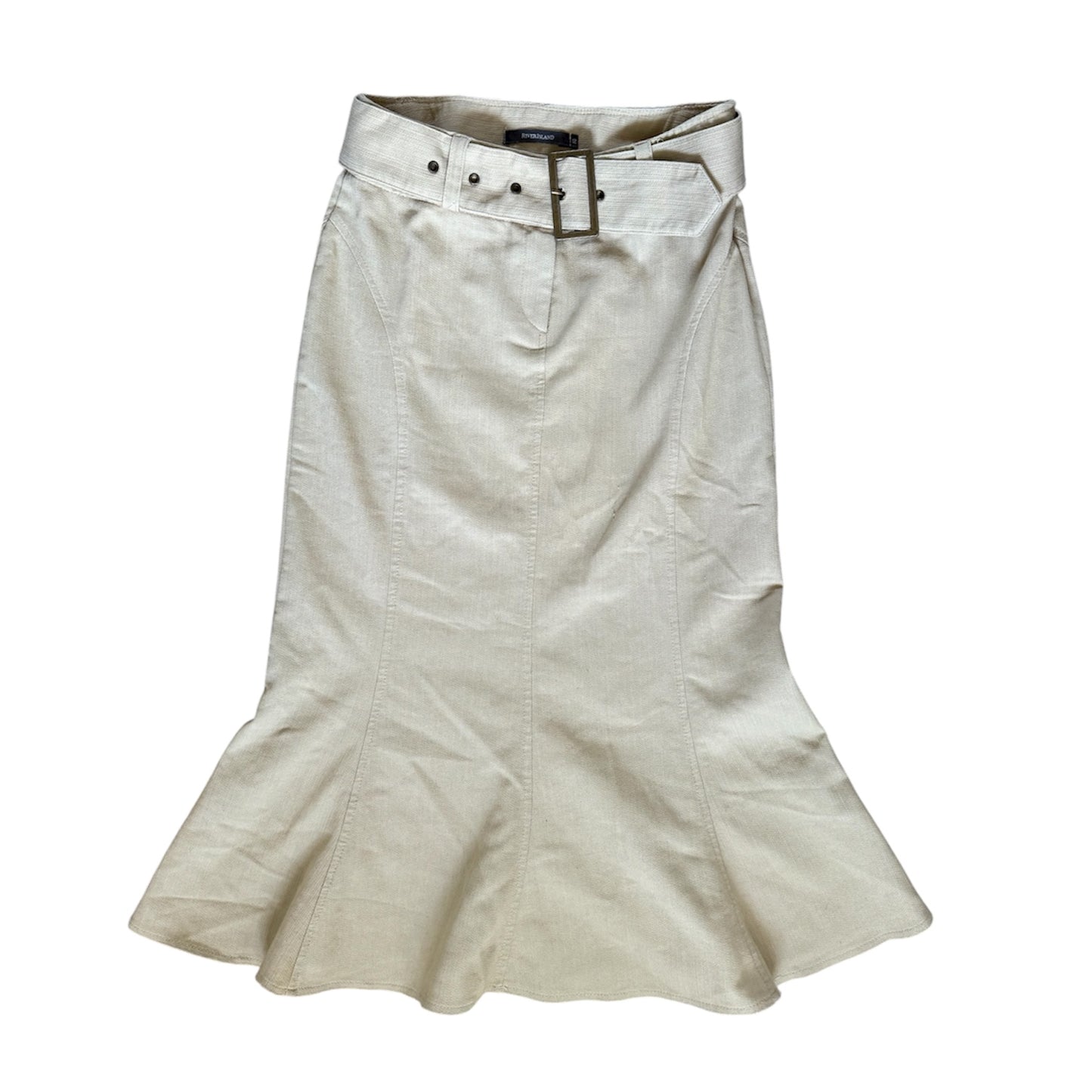 Vintage Y2K river island mid length beige skirt. Size 8-10.