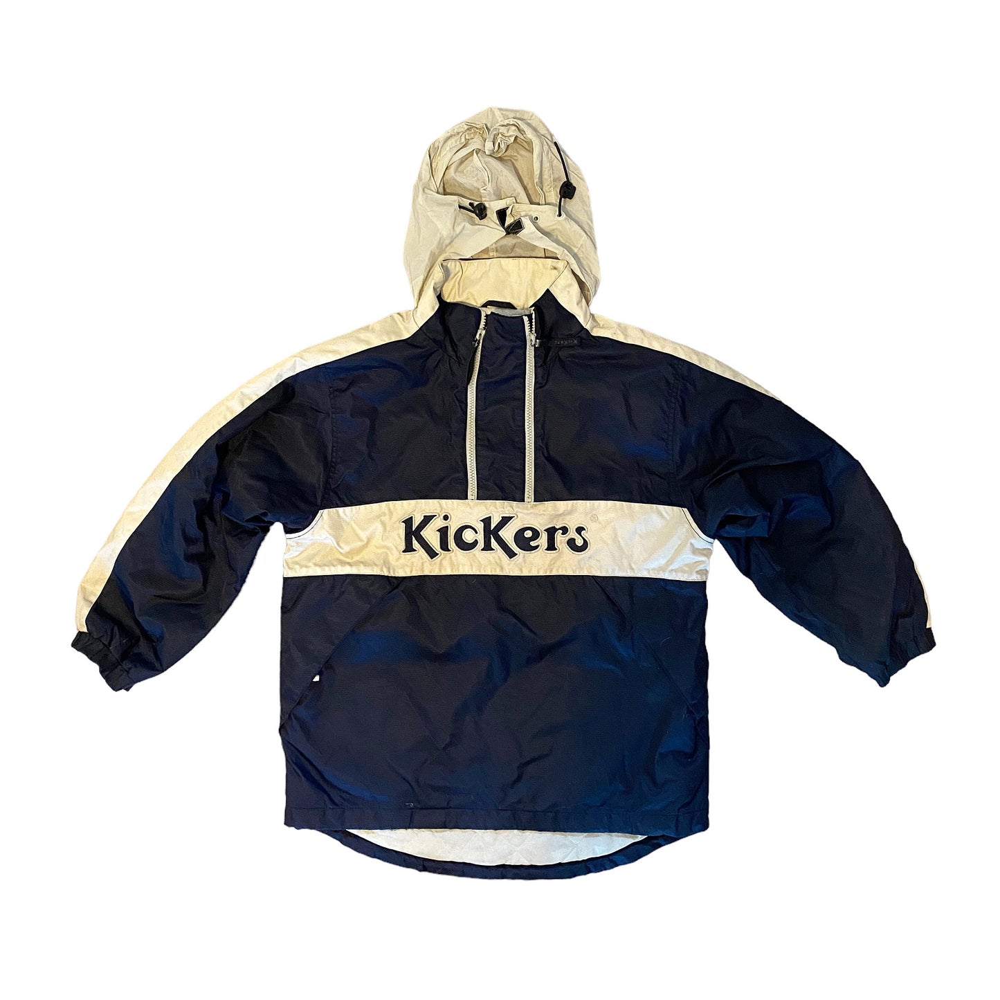 Vintage 90s Navy blue kickers pullover windbreaker coat age 9-10 years