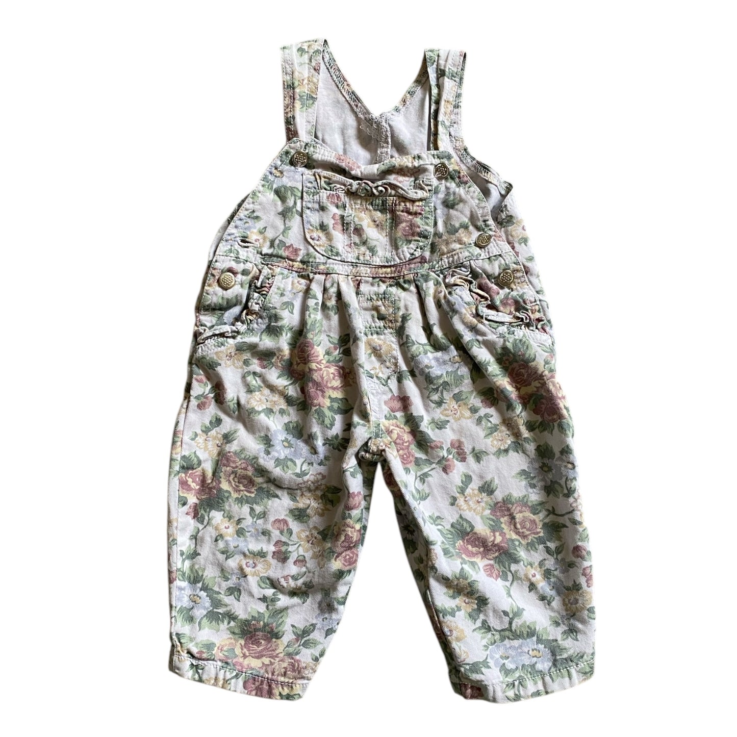 Vintage floral dungarees 6-12 months