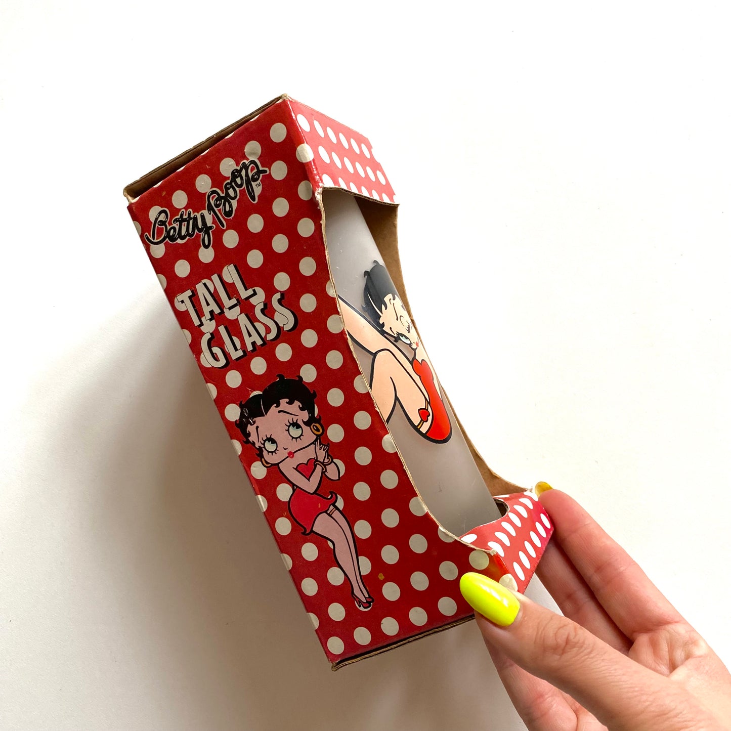 Vintage 2002 frosted glass Betty boop glass.