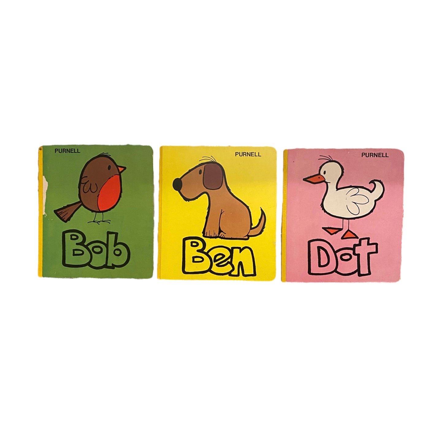 Set of three animal vintage toddler books.