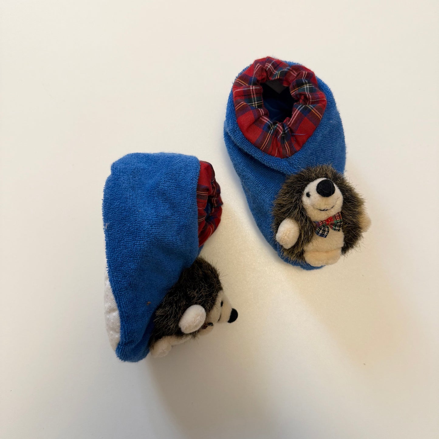 Vintage hedgehog baby slippers