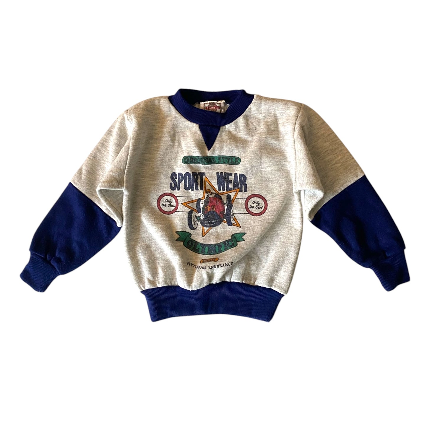 Vintage sports sweatshirt in grey & navy age 2 years