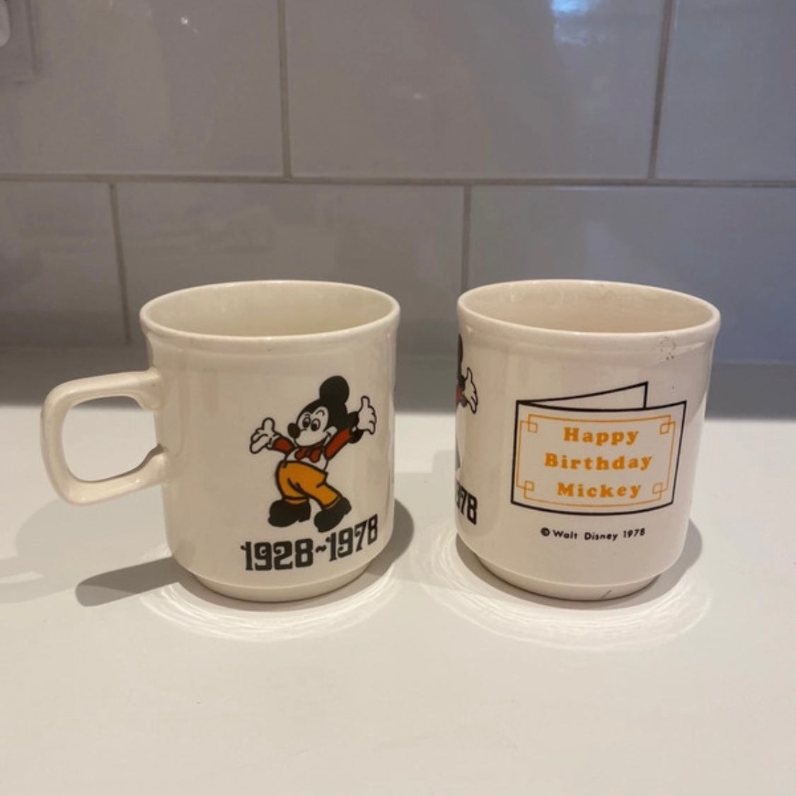 Vintage 1978 Mickey Mouse ceramic mugs