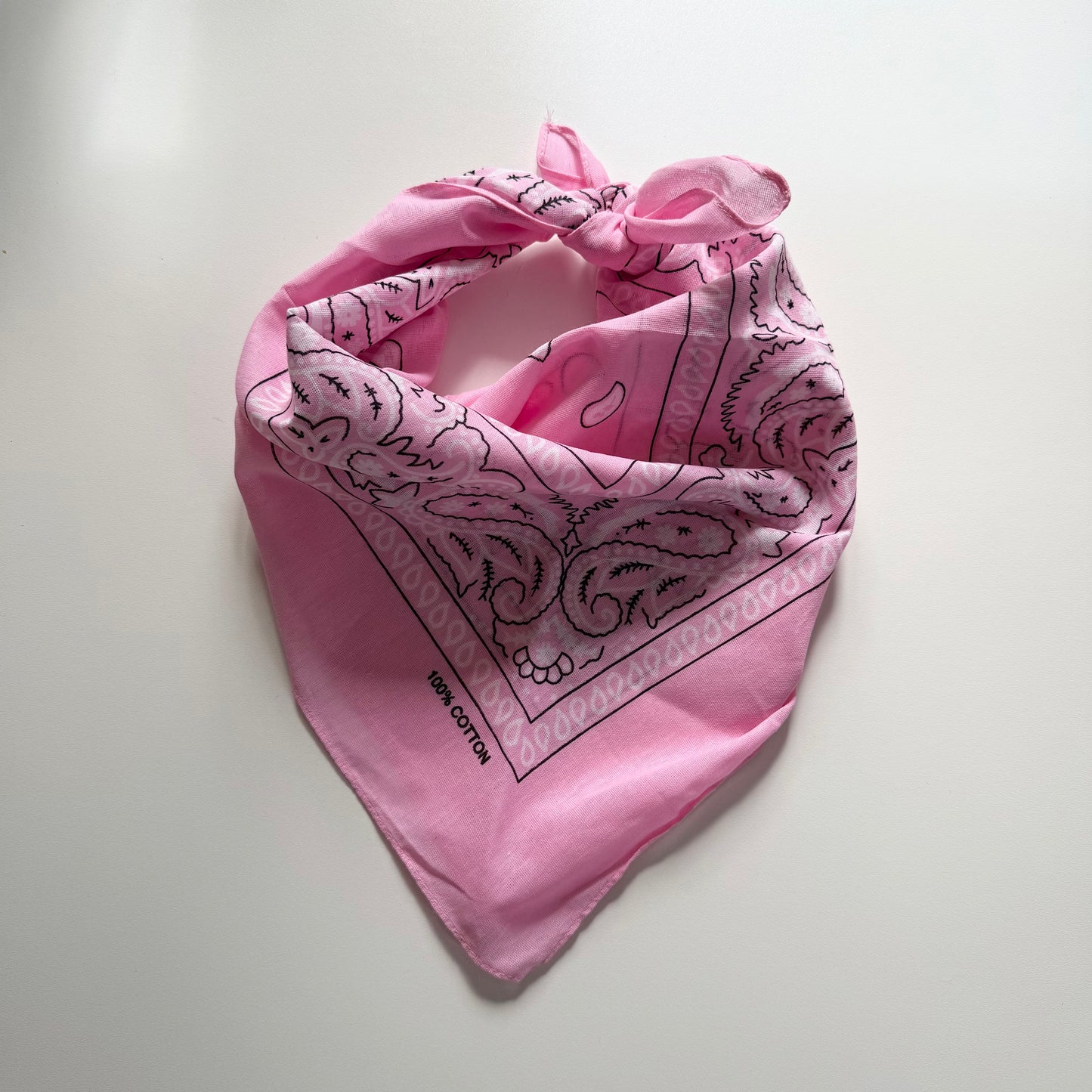 Pink paisley cotton scarf / neckerchief