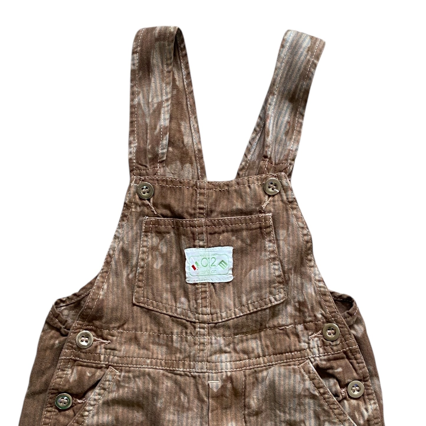Vintage Benetton tie dye brown dungarees. Approx 7-8 years