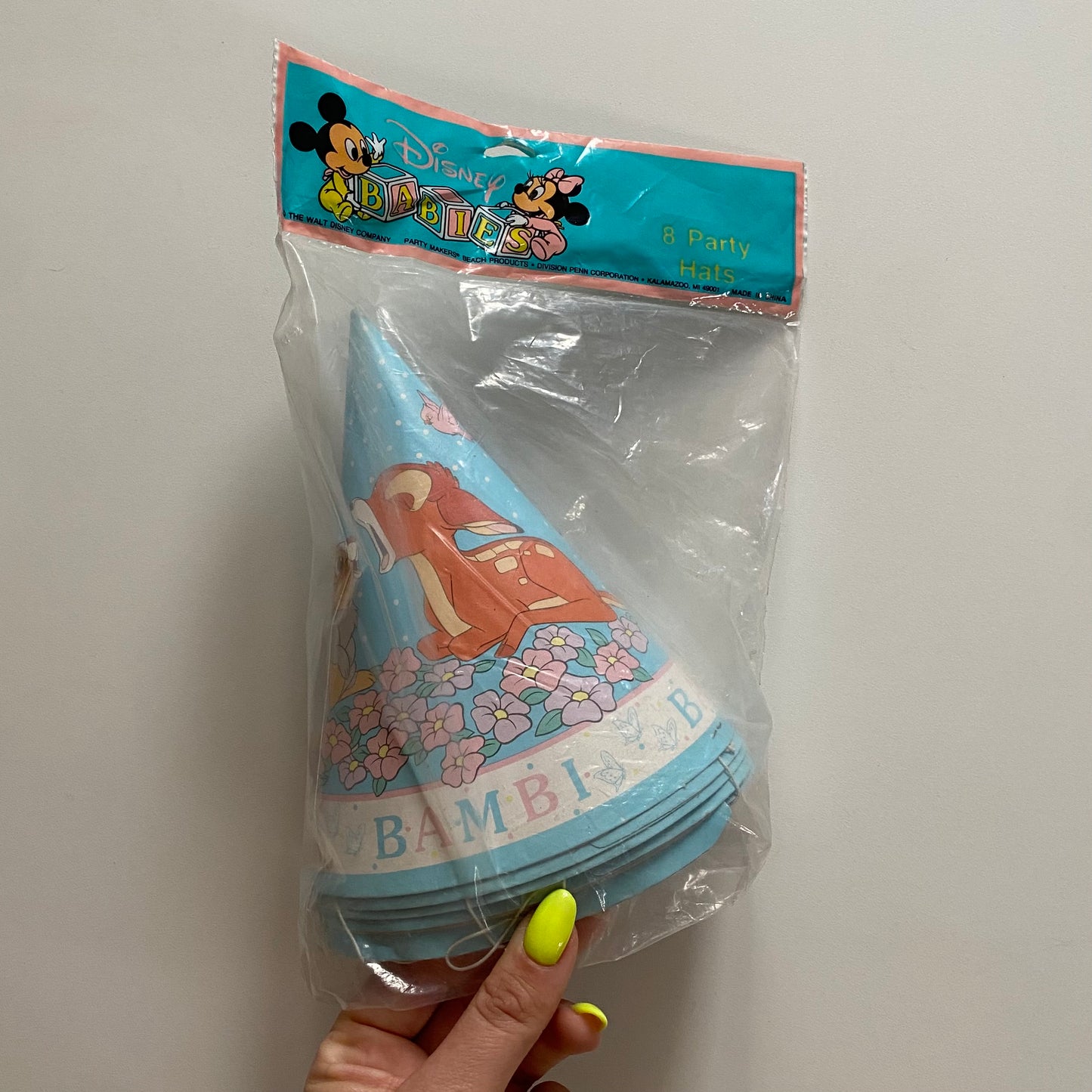 Vintage Disney bambi party hats set of 8.