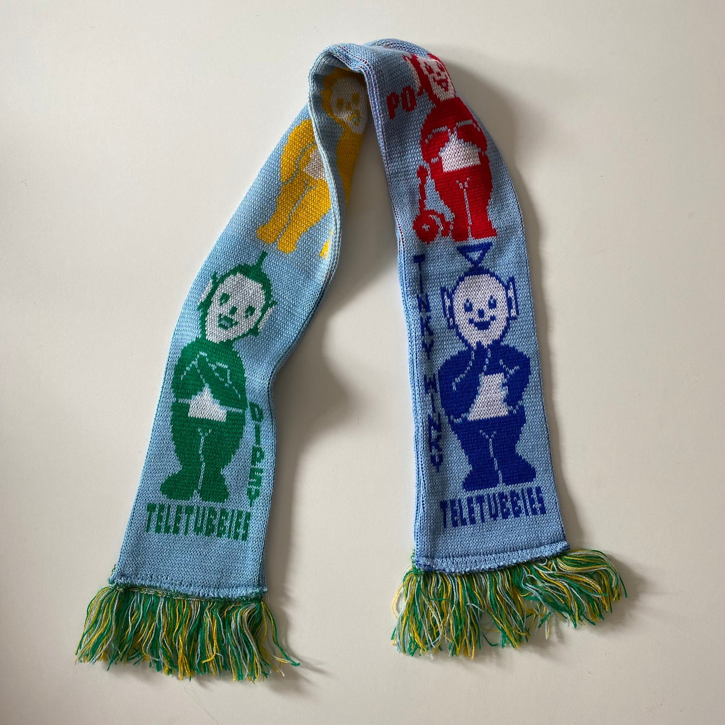 Teletubbies vintage handmade knitted scarf