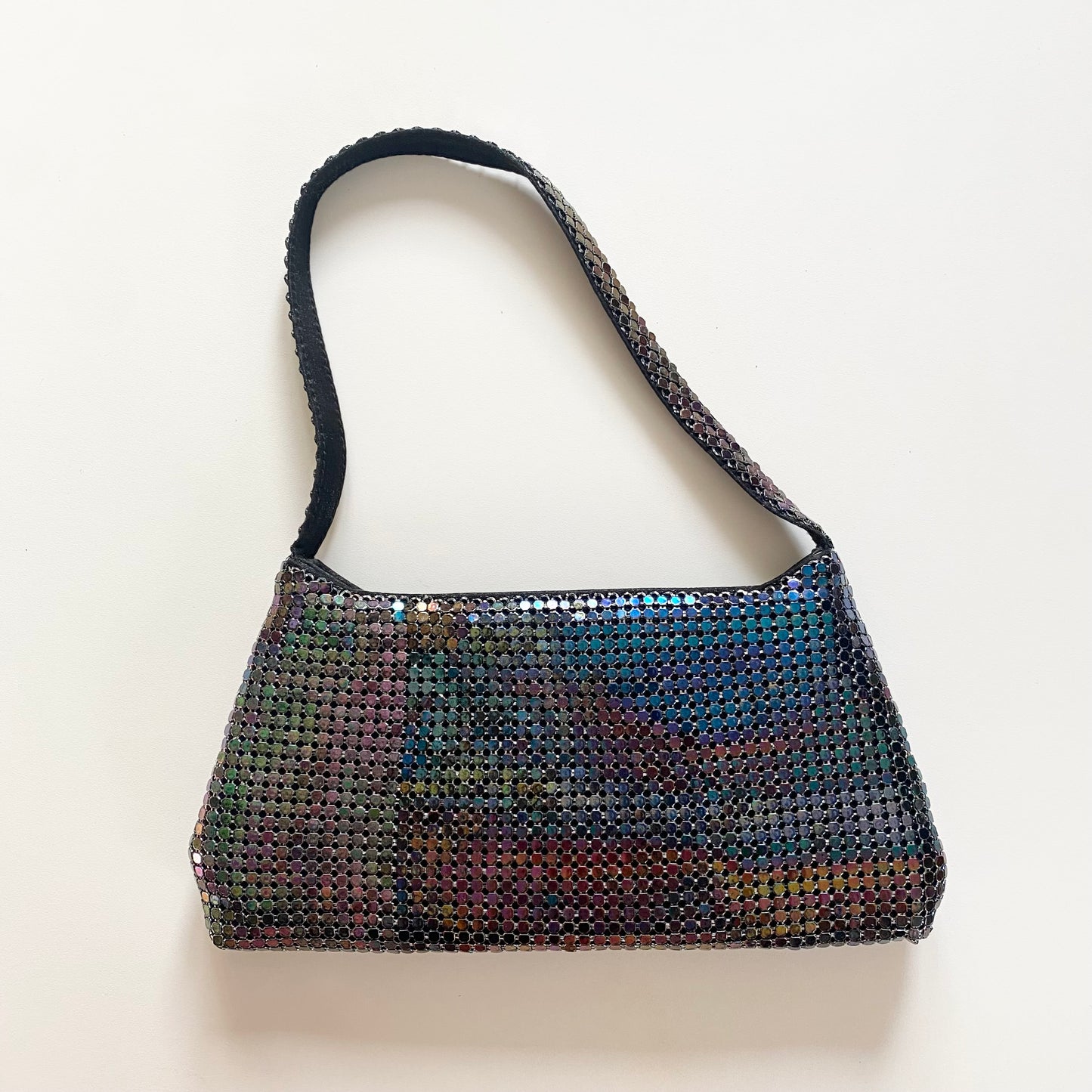 Vintage chain mail iridescent small tote bag