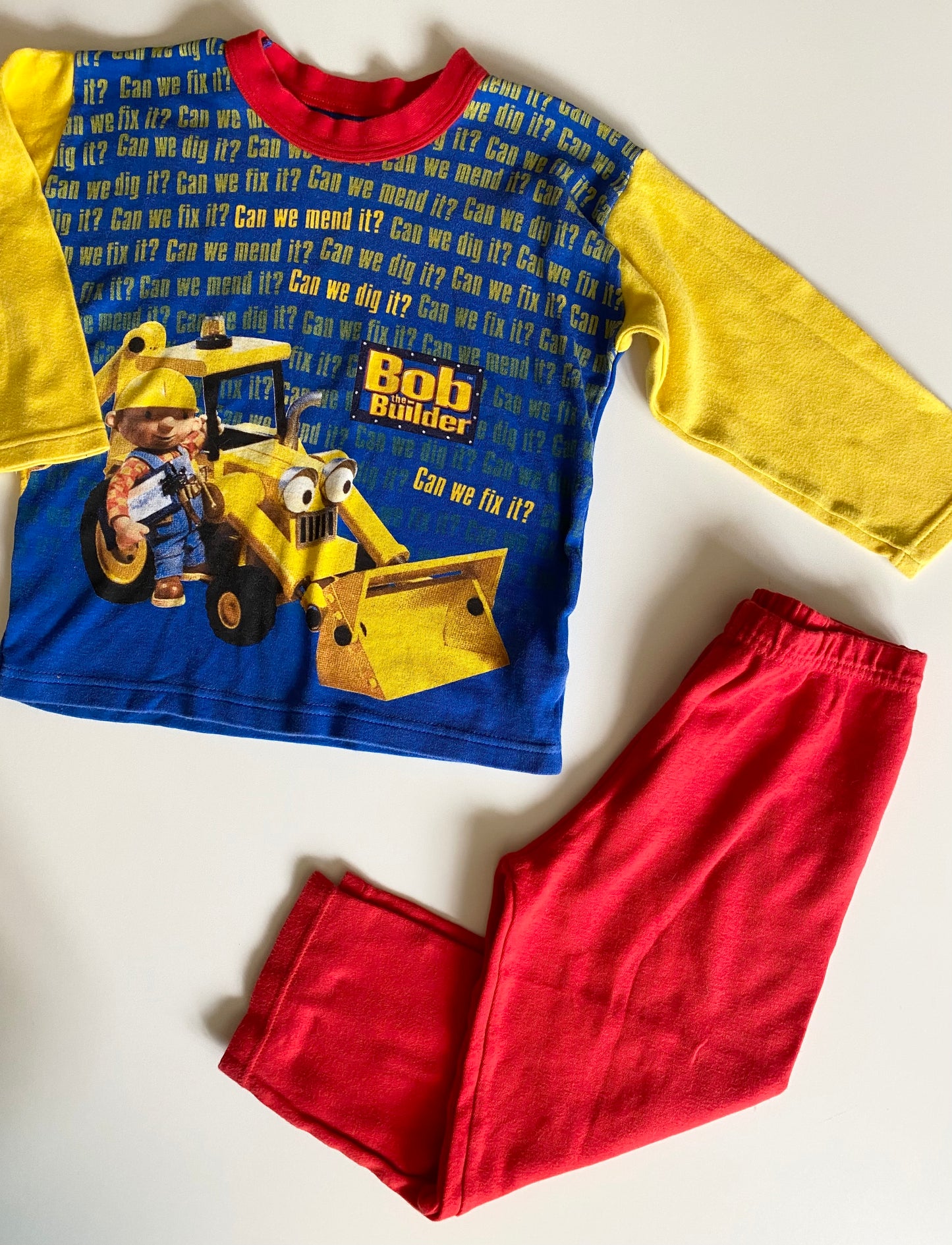 Vintage mothercare colourblock Bob the builder pyjamas. Size 2-3 years