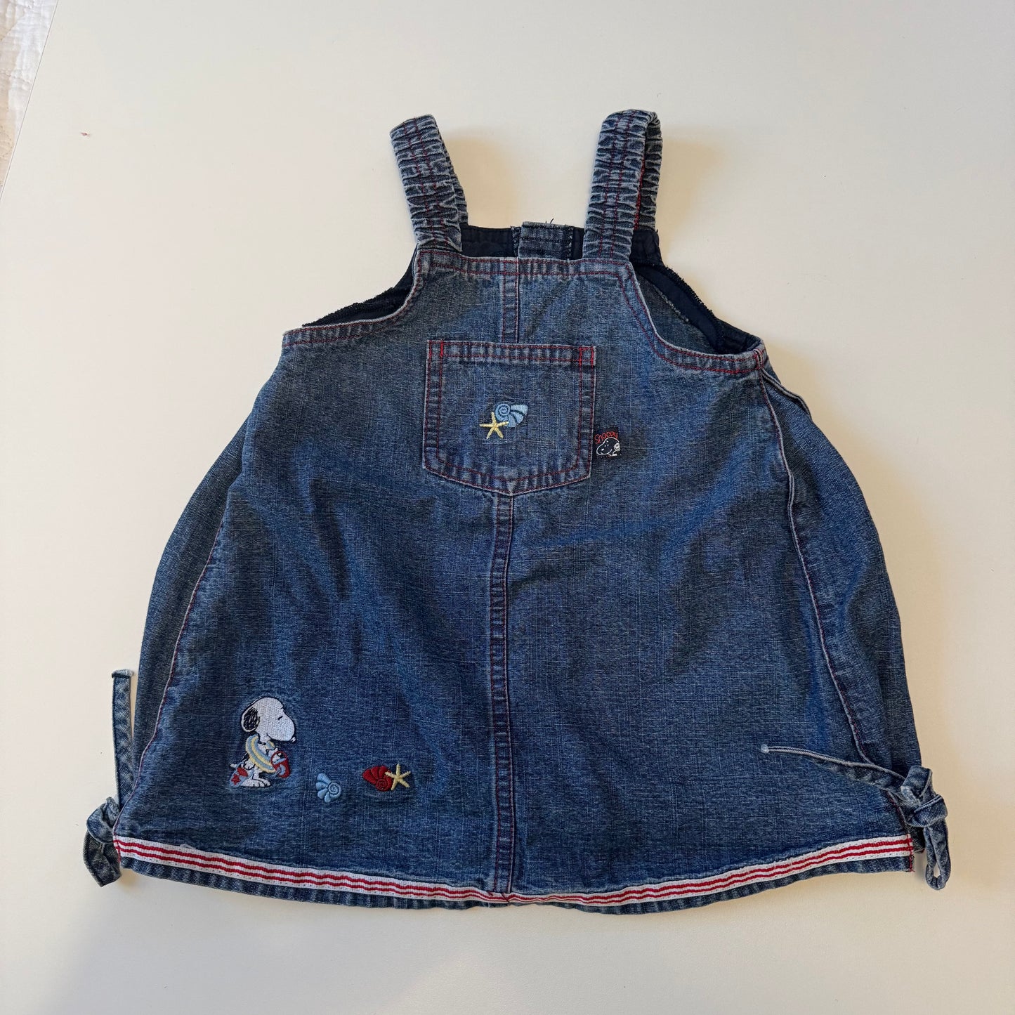 Vintage snoopy denim baby dress. Size 6 months