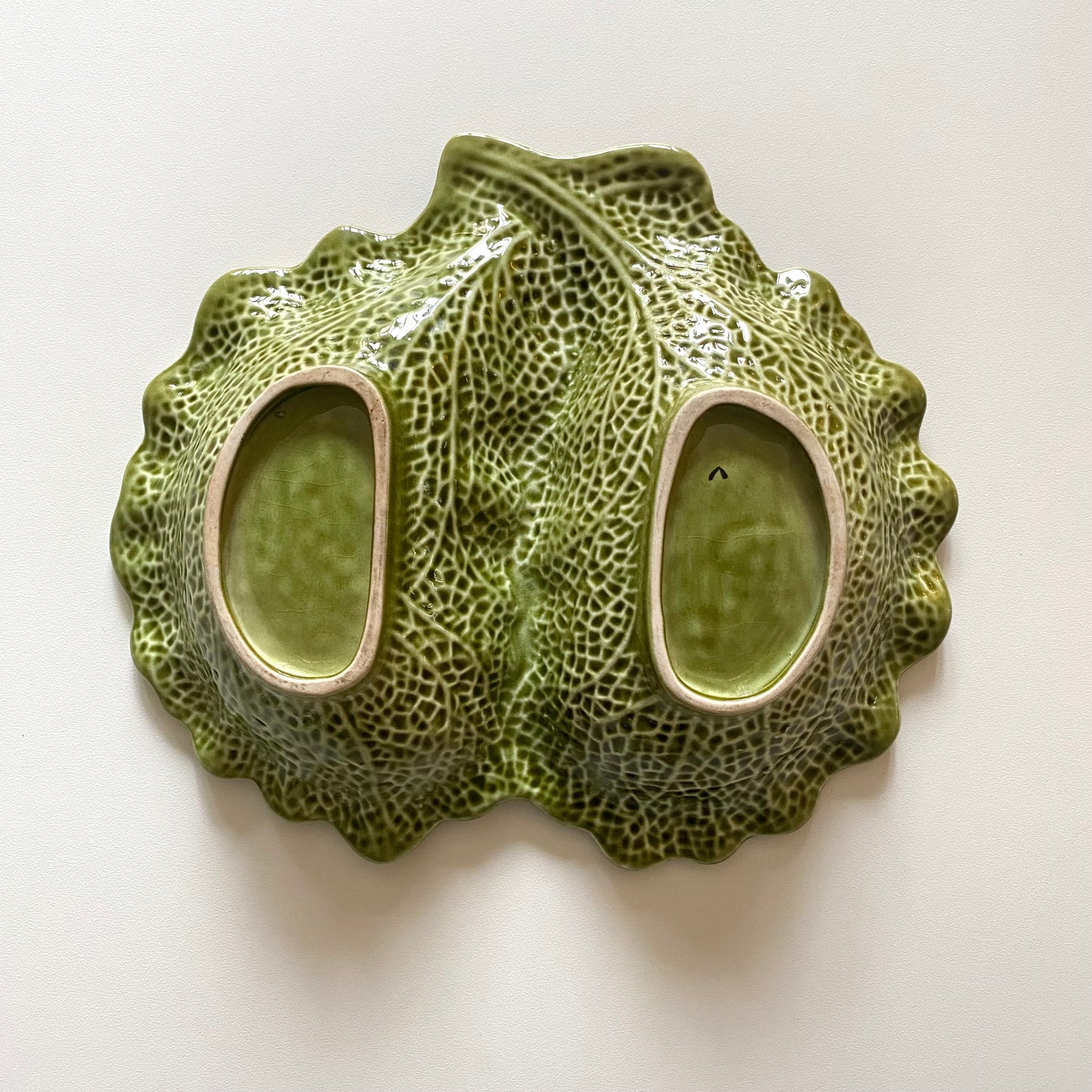 Vintage embossed ceramic compartment dish