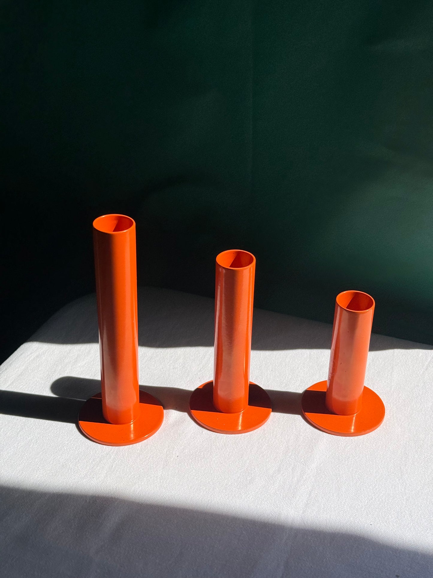 Vintage IKEA TUVKORNELL orange candle holder set of 3