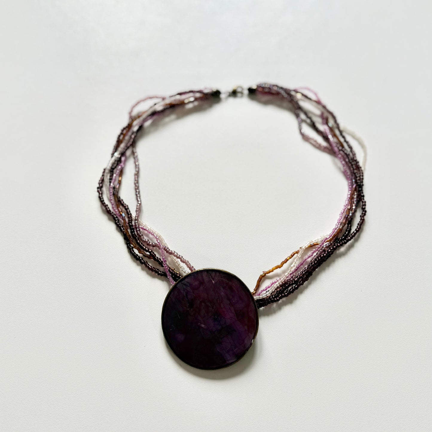 Vintage Y2K purple beaded chunky circular necklace