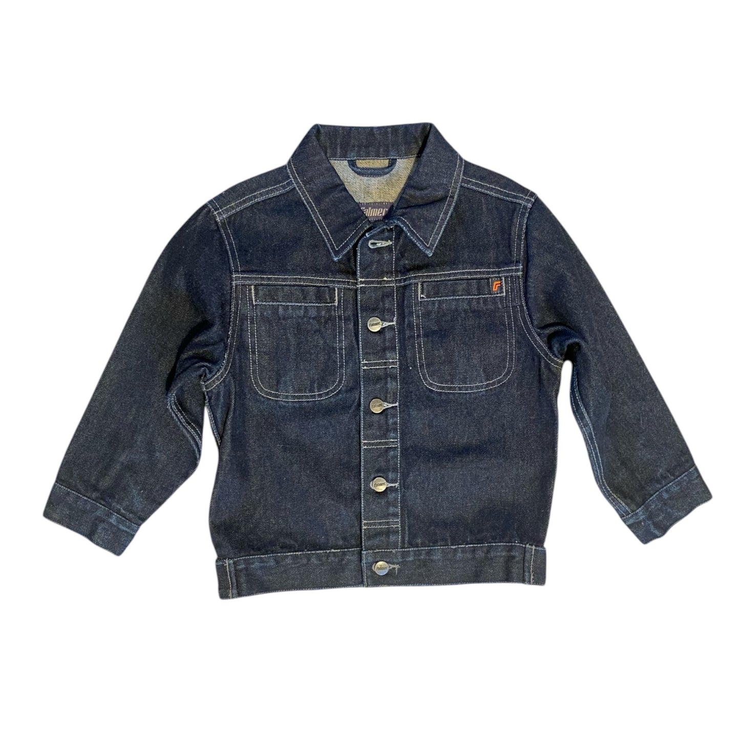 Vintage falmer denim jacket with embroidered palm tree design. Age 4-5 years