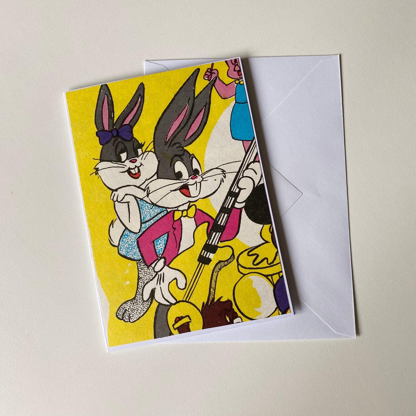 Recycled & homemade vintage card - looney tunes