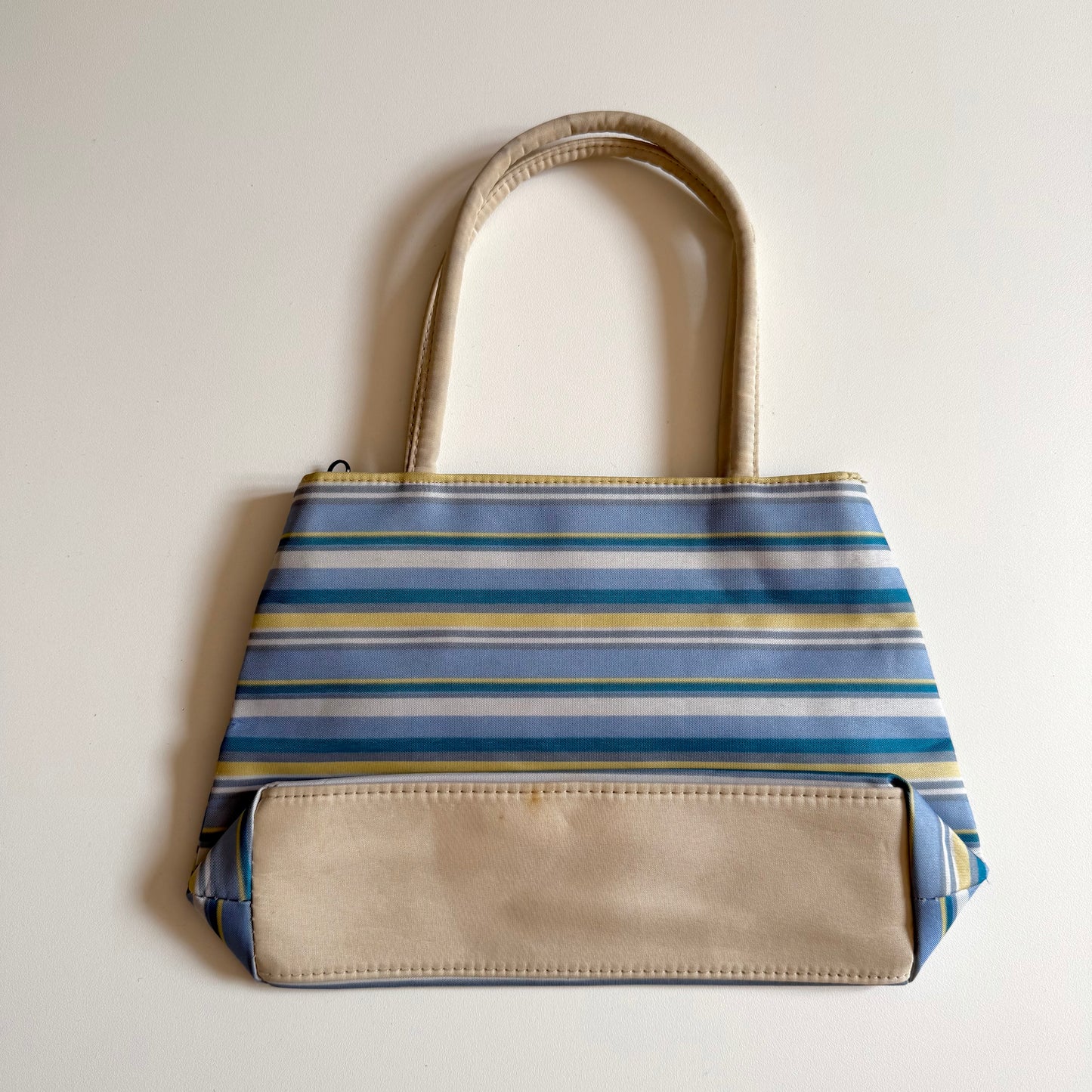 2000s vintage blue striped nylon tote bag
