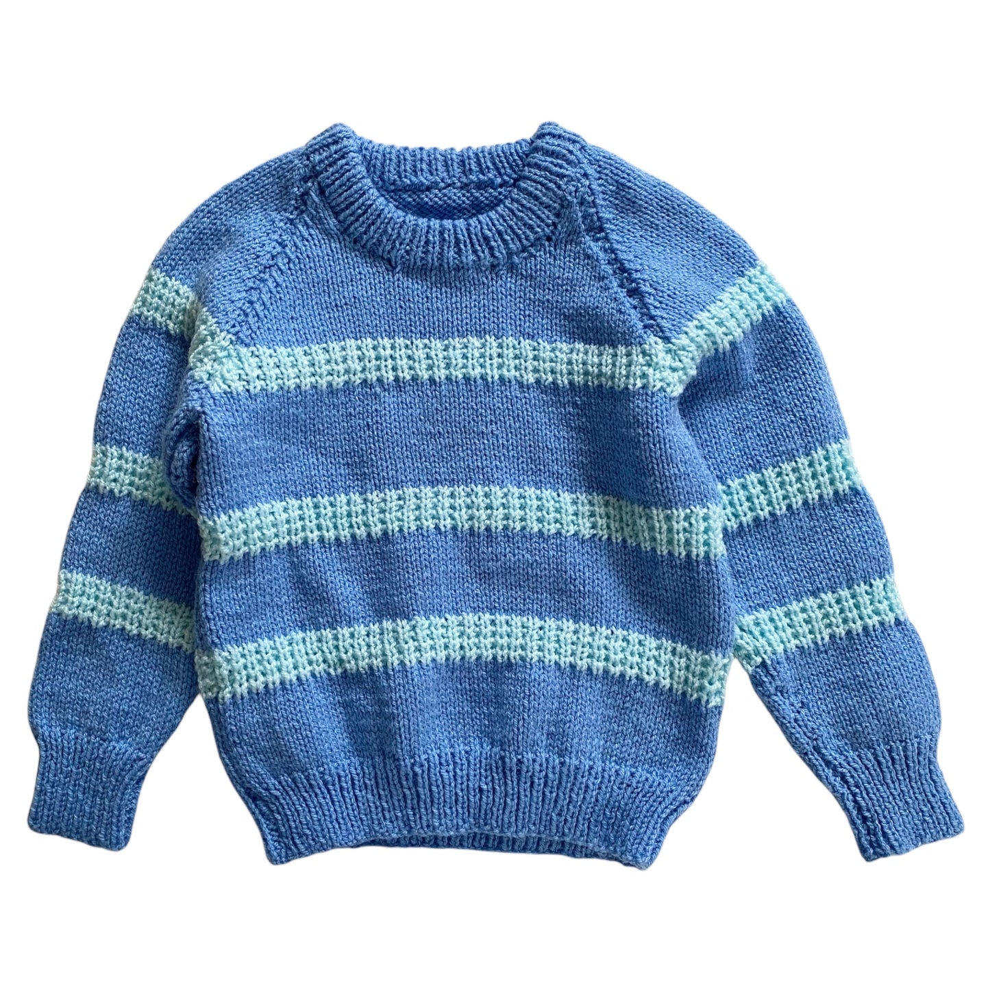 Blue striped knitted jumper. Size approx 4-5 years