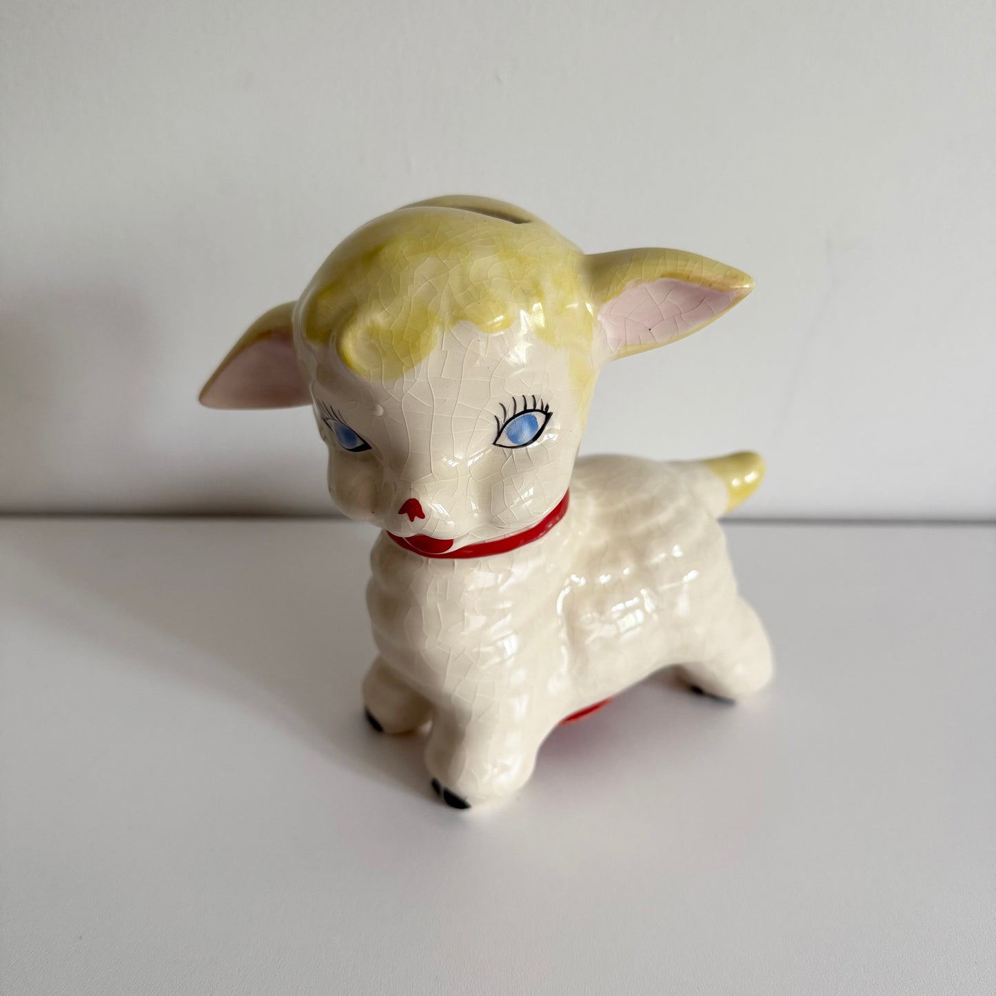 Vintage kitsch ceramic lamb money box