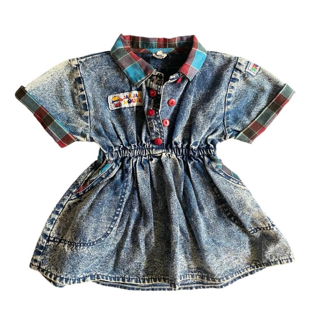 Acid wash vintage 80’s jam jam house dress / age 6 months