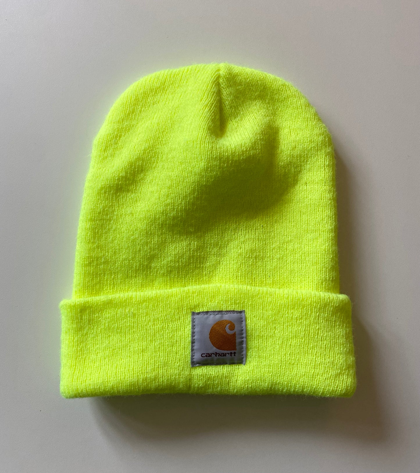 Neon yellow carhartt beanie hat