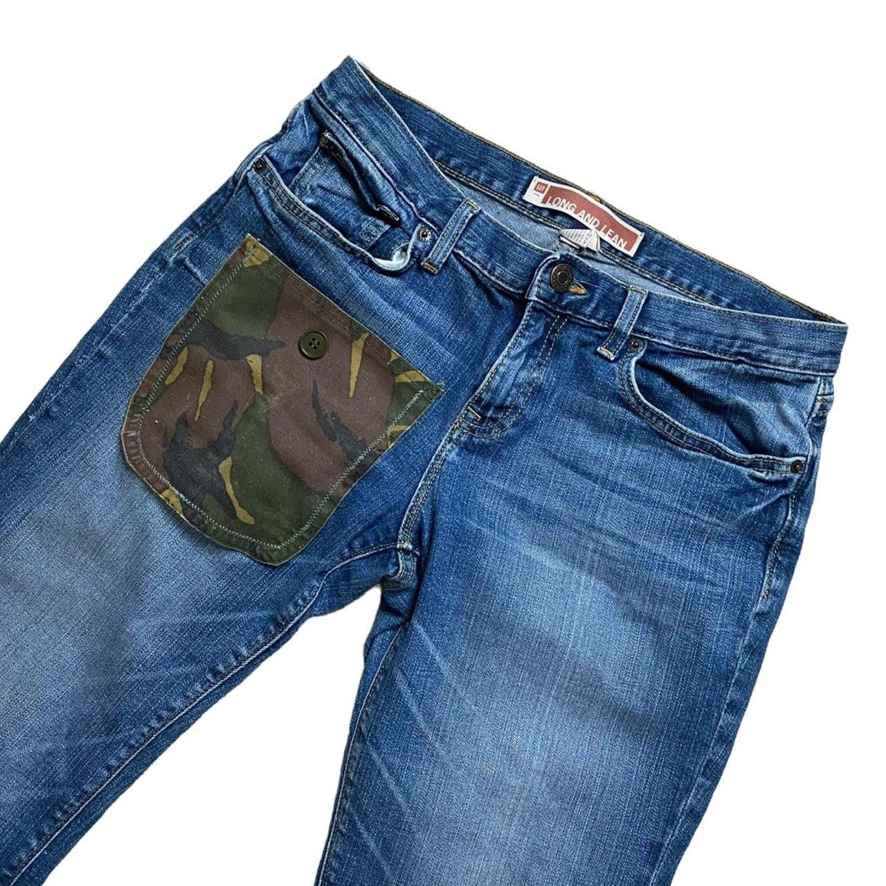 Reworked GAP straight leg denim jeans with camo patch W32