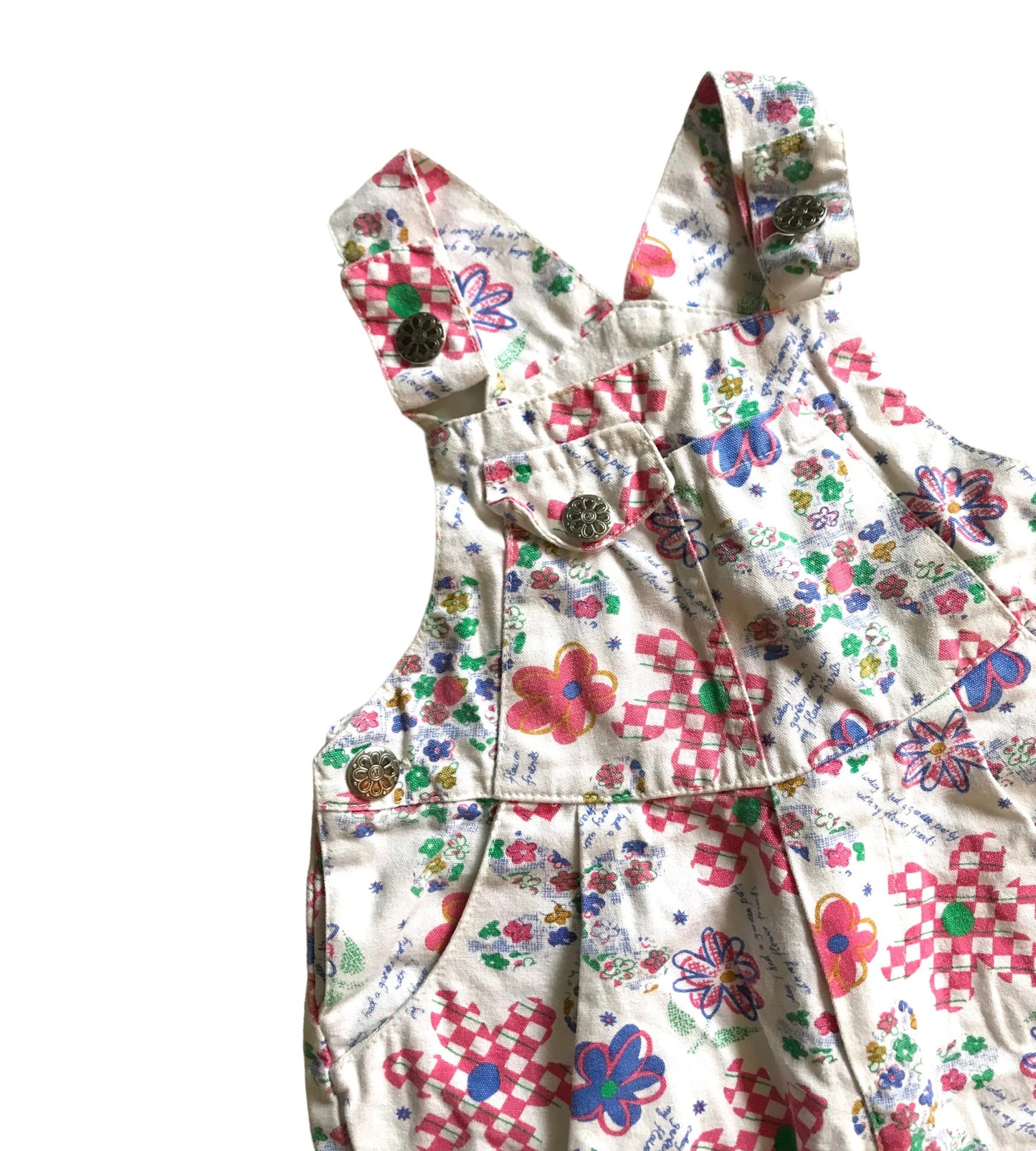 Vintage floral dungarees / overalls. (9-12 months) Button missing on right side but I can add one before sending!