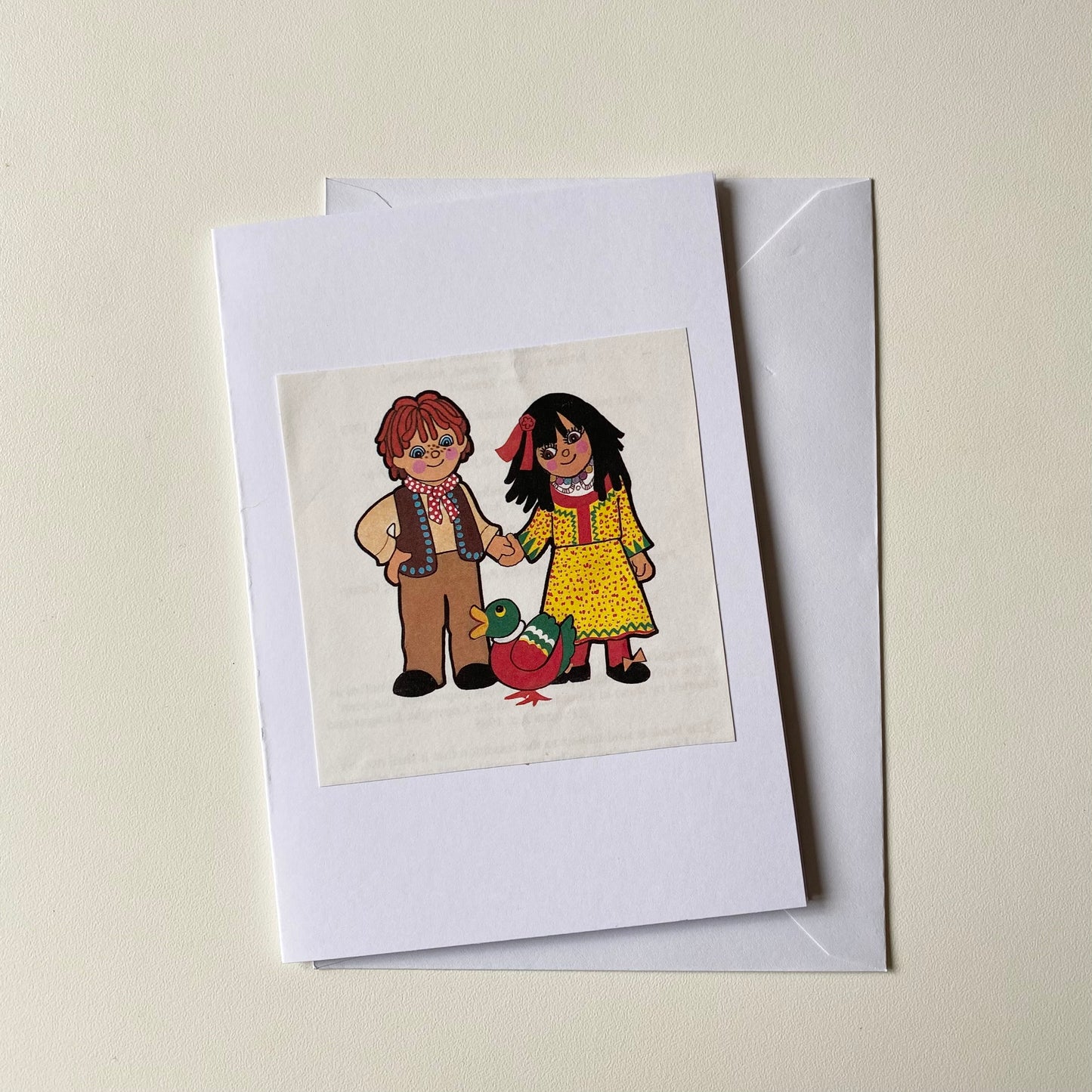 Recycled & homemade vintage card - Rosie and Jim