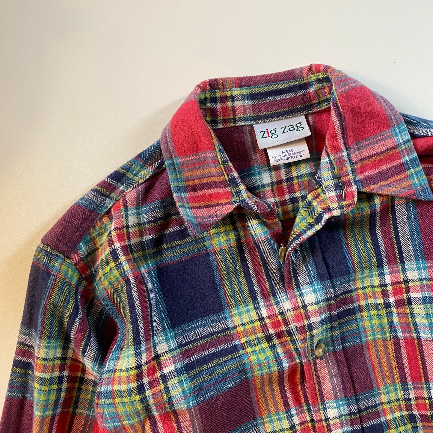Vintage zig zag flannel check shirt. Age 5-6 years