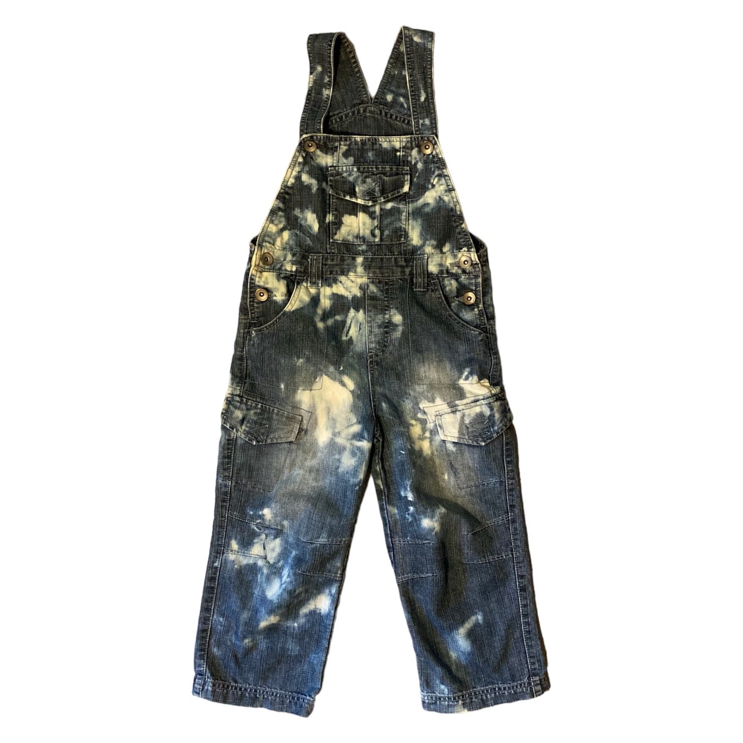 Reworked vintage next denim dungarees in acid wash tie dye age 4-5 years