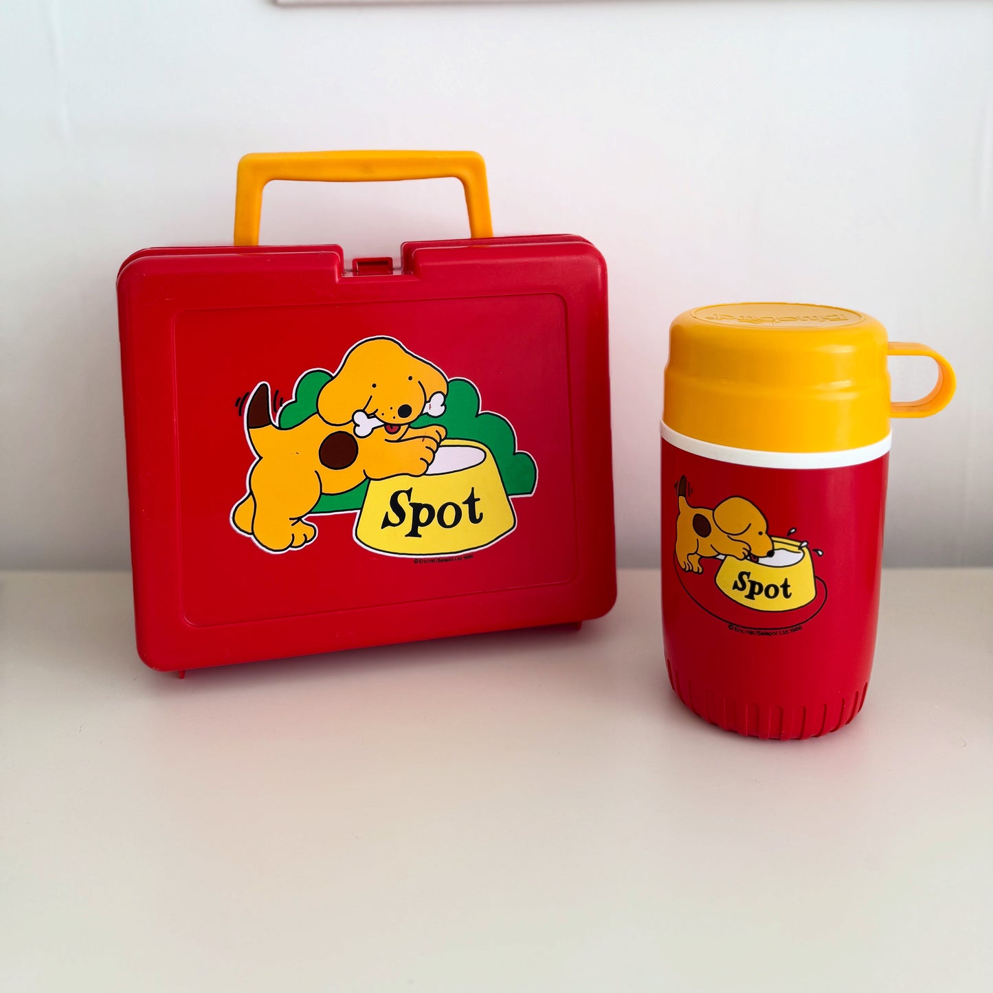 Vintage 1986 bluebird Eric hill spot the dog lunchbox & flask.