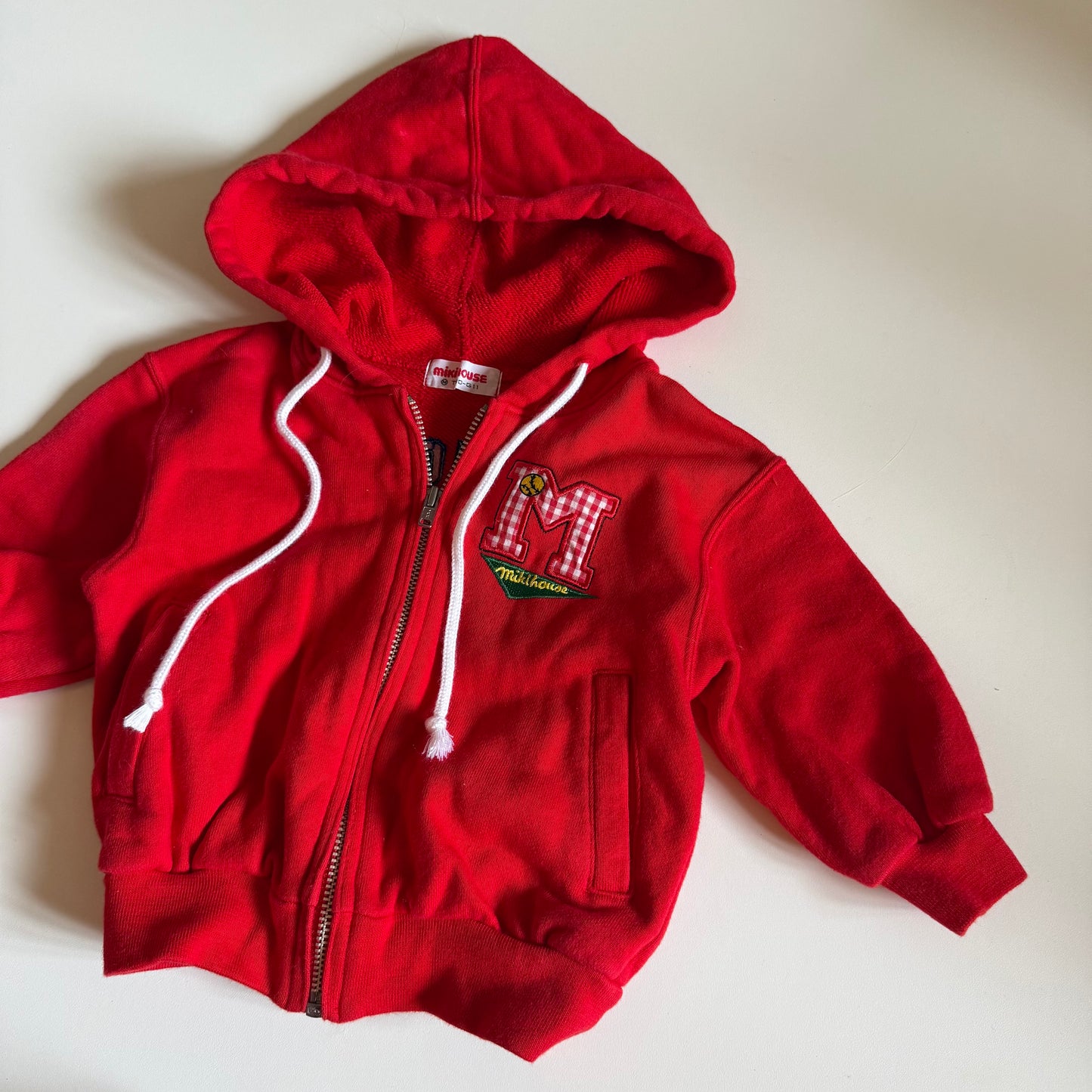 Vintage mikihouse red hoodie. Size 12-18 months.