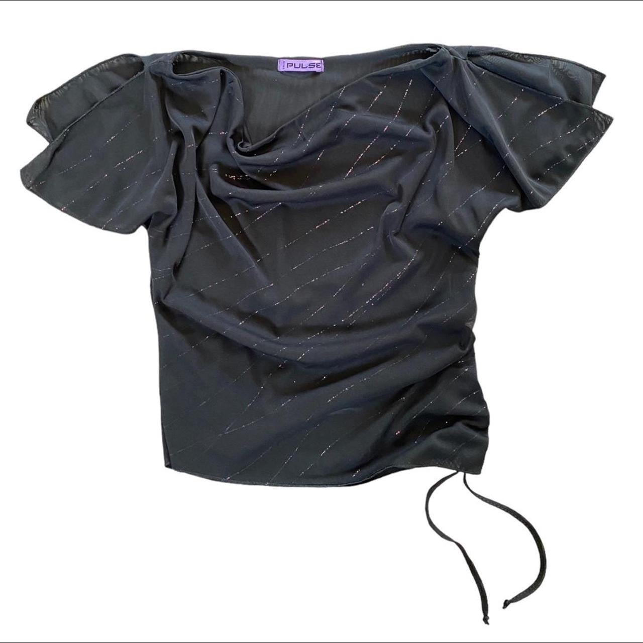 Vintage Y2K pulse cowl neck top with drawstring size 8.