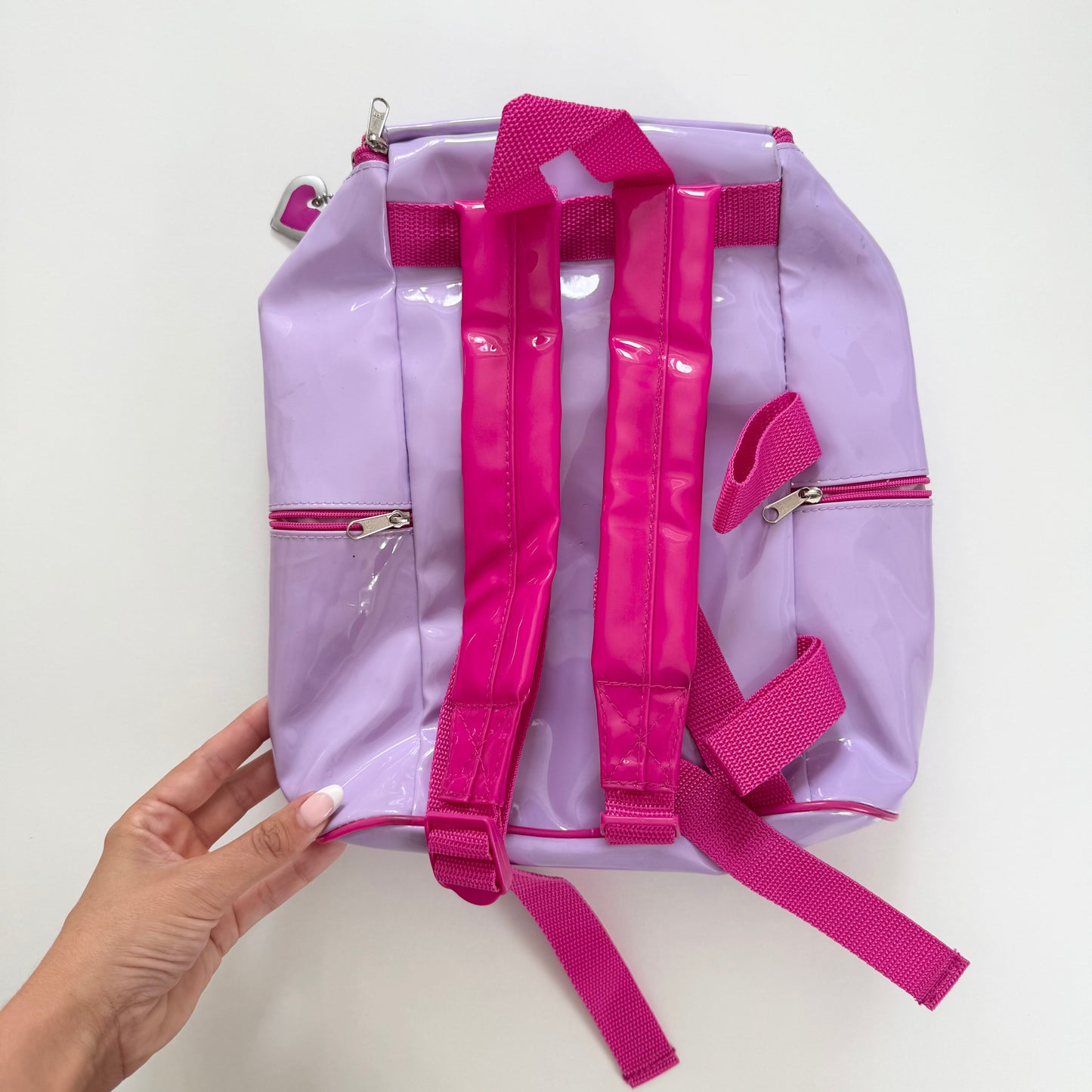 Vintage bang on the door groovy chick purple pvc rucksack