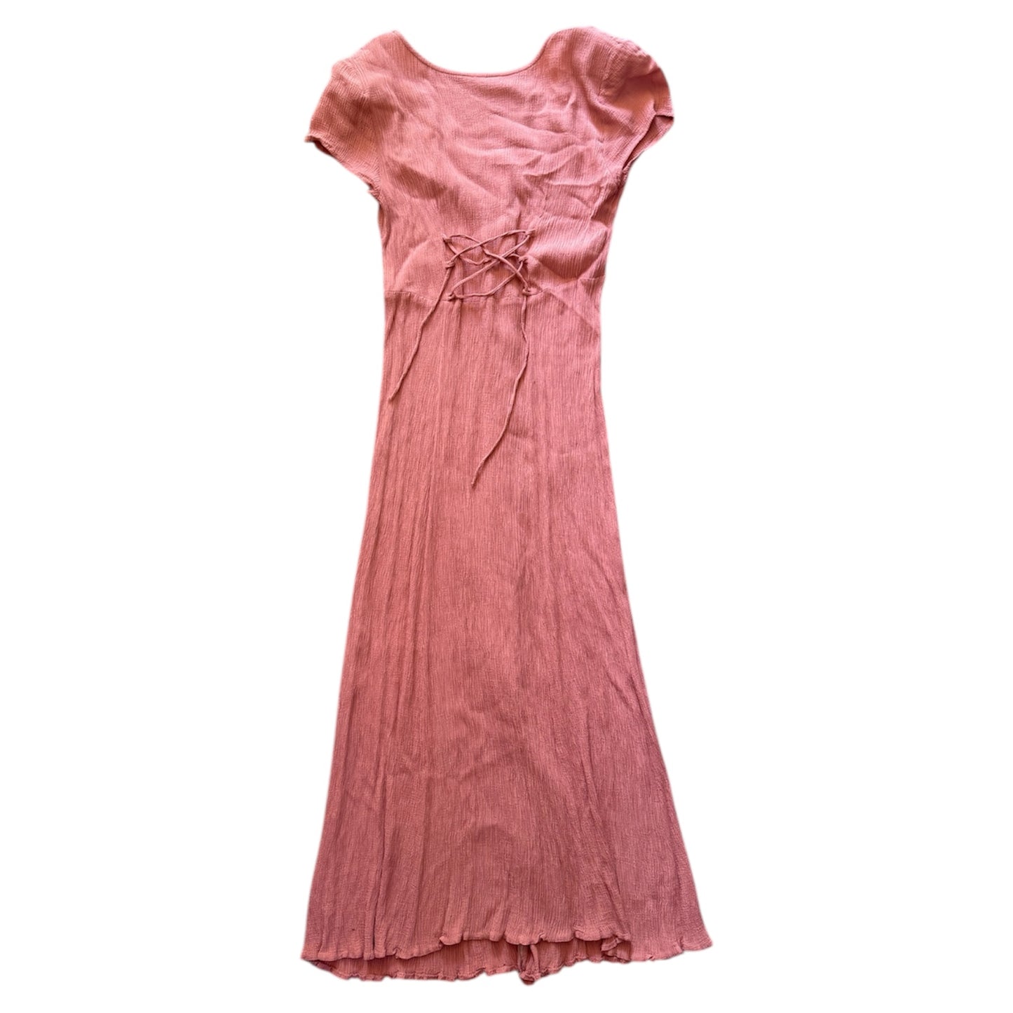 Vintage cheese cloth pink summer dress. Size 8.