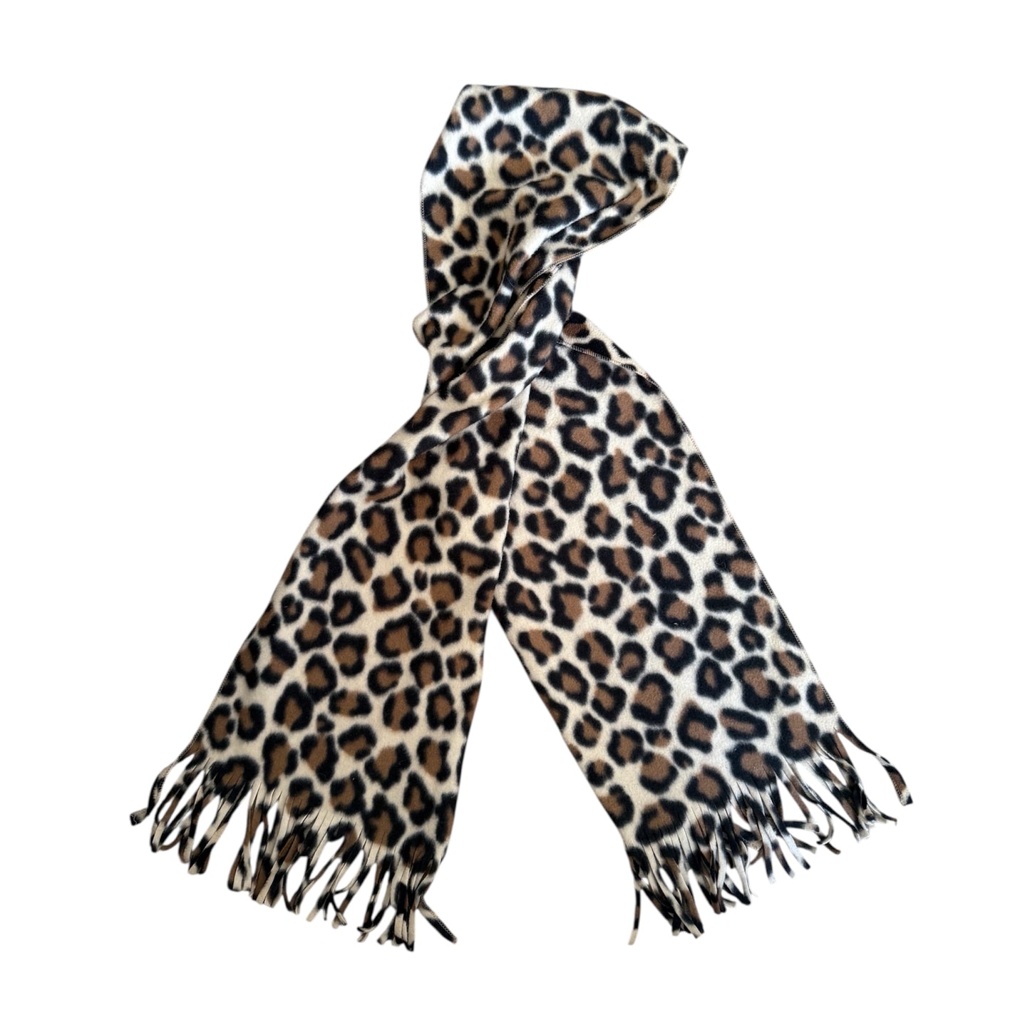Faux fur leopard print fleece scarf
