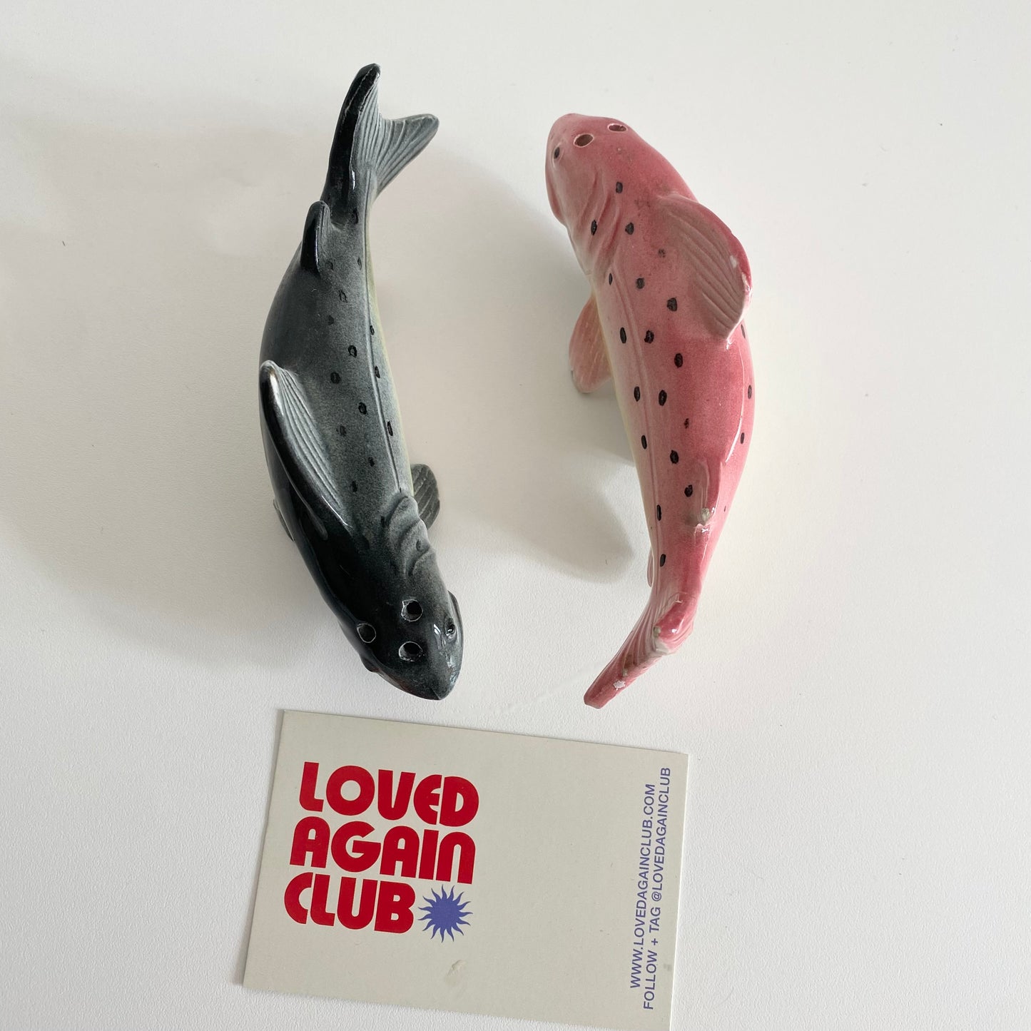 Vintage ceramic japanese fish salt and pepper shakers. Condition as shown few small chips.