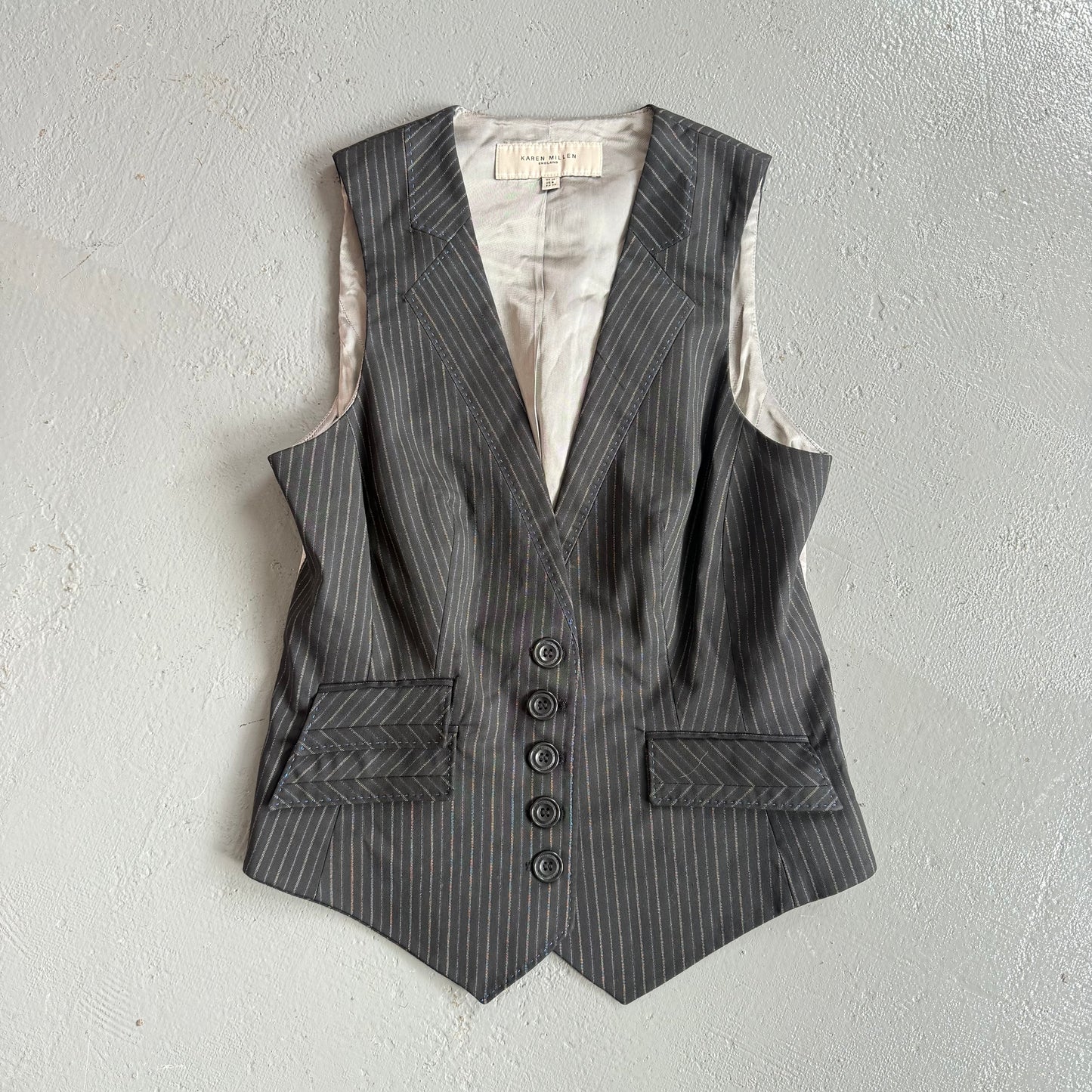 Y2K Karen Millen pinstripe waistcoat. Size 10.