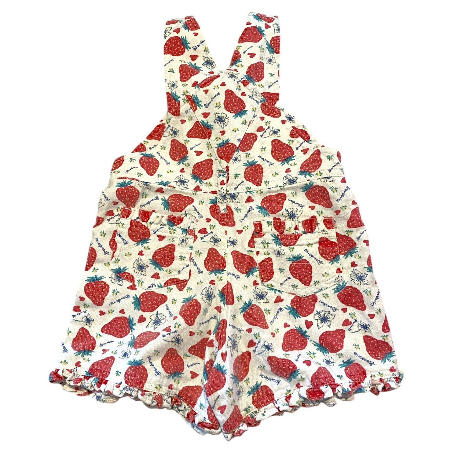 Vintage denim strawberry dungarees approx 12 months